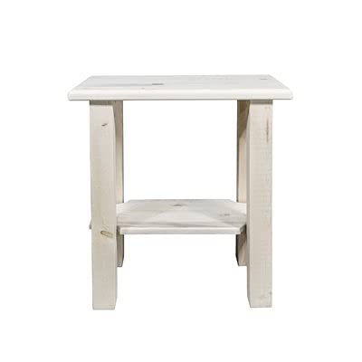 Homestead Chairside Table - Clear Lacquer Finish Small End Table for Living Room, Bedroom & Office - Perfect Nightstand or Accent Table