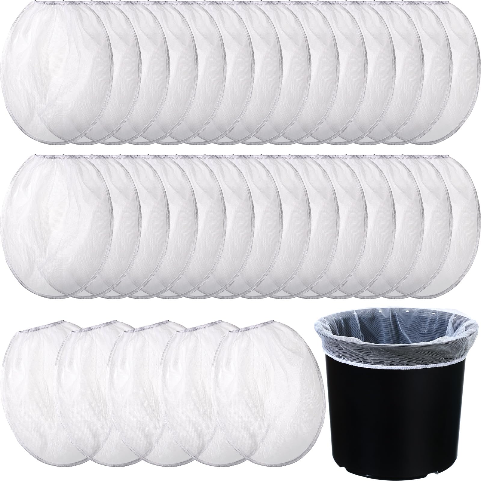 60-Pack White Fine Mesh Paint Strainer Bags with Elastic Opening - 1 Gallon Bucket Filters for Hydroponic Painting, Gardening & DIY Projects - Durable Paint Filter Bags for Professional & Home Use