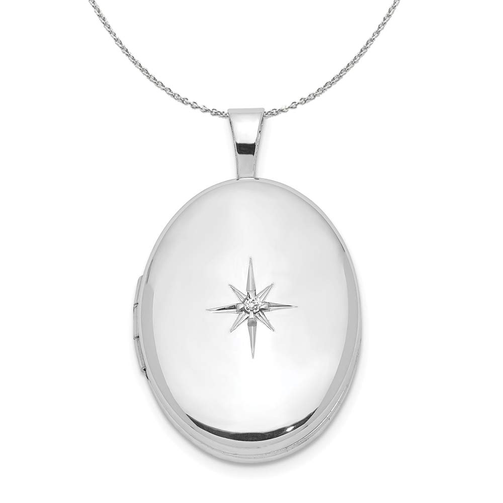 19mm Black Bow Diamond Oval Locket Sterling Silver Necklace for Women - Elegant Jewelry Gift for Valentine's Day, Anniversary & Special Occasions