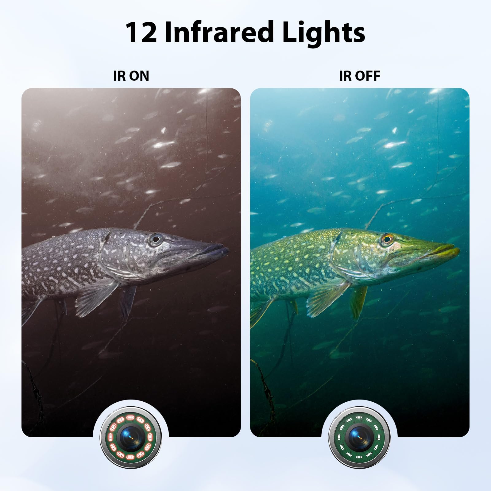Eyoyo 9 Inch LCD Underwater Fishing Camera with 1000TVL, 15m Cable & 12 IR Lights - Portable Fish Finder for Ice, Lake, Boat Fishing - Ideal for Night Fishing, Scuba Diving & Underwater Exploration