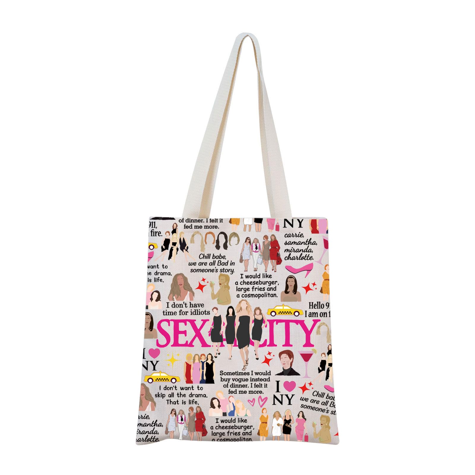 Sex and the City Inspired Tote Bag - Perfect Gift for TV Series Fans, Romantic Comedy Lovers - Great for Shopping, Beach & Daily Use