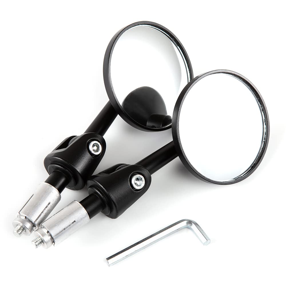 22mm Convex Motorcycle Side Mirror - Black Handlebar Rearview Mirror for Motorcycle, Scooter & E-Bike | Enhanced Safety & Wide View for Urban Commuting & Off-Road Adventures