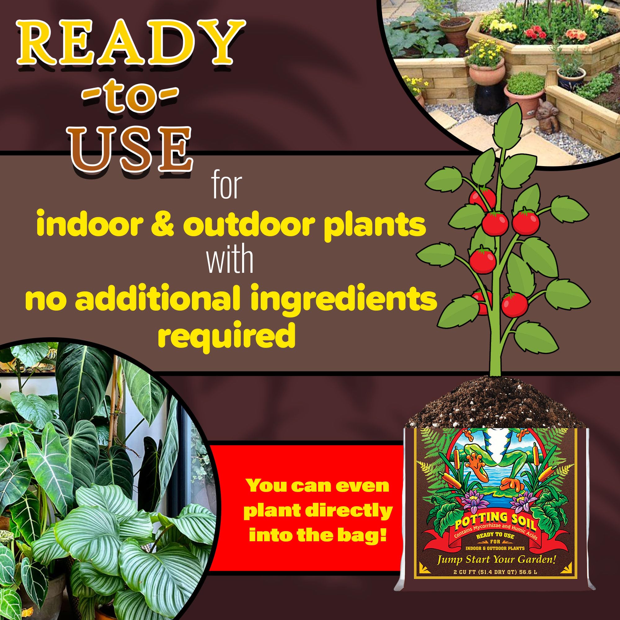 FoxFarm Happy Frog Potting Soil 2 Cubic Feet - Organic Potting Mix for Indoor & Outdoor Plants, Enhances Root Growth with pH Balanced Formula - Contains Mycorrhizae & Humic Acids - Perfect for Container Gardening, Houseplants, and Vegetable Gardens
