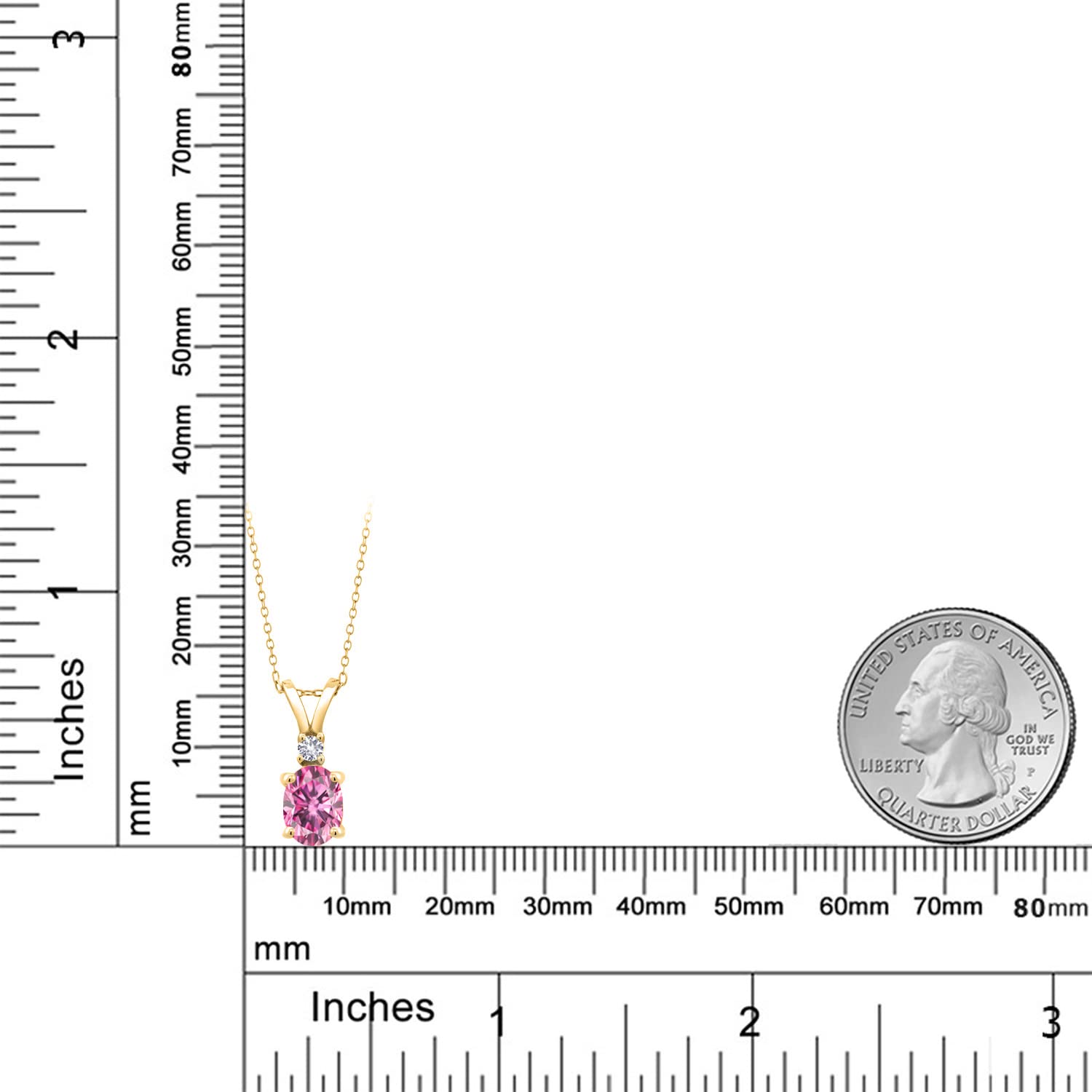 18K Gold Plated Sterling Silver Birthstone & Created Sapphire Pendant Necklace for Women - 8x6mm Oval Gemstone with 2.5mm Round Accents - Elegant Jewelry Gift for Mom, Wife, Girlfriend - 18