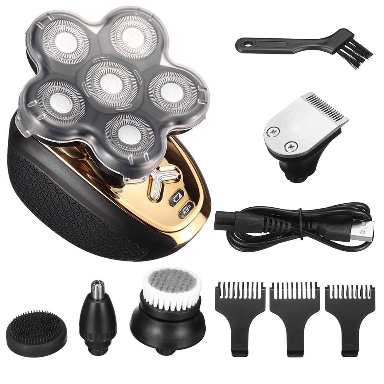 Premium 6-Blade Electric Razor for Men - USB Rechargeable Wet/Dry Waterproof Beard Trimmer & Facial Shaver - Perfect for Travel, Home Use & Quick Grooming