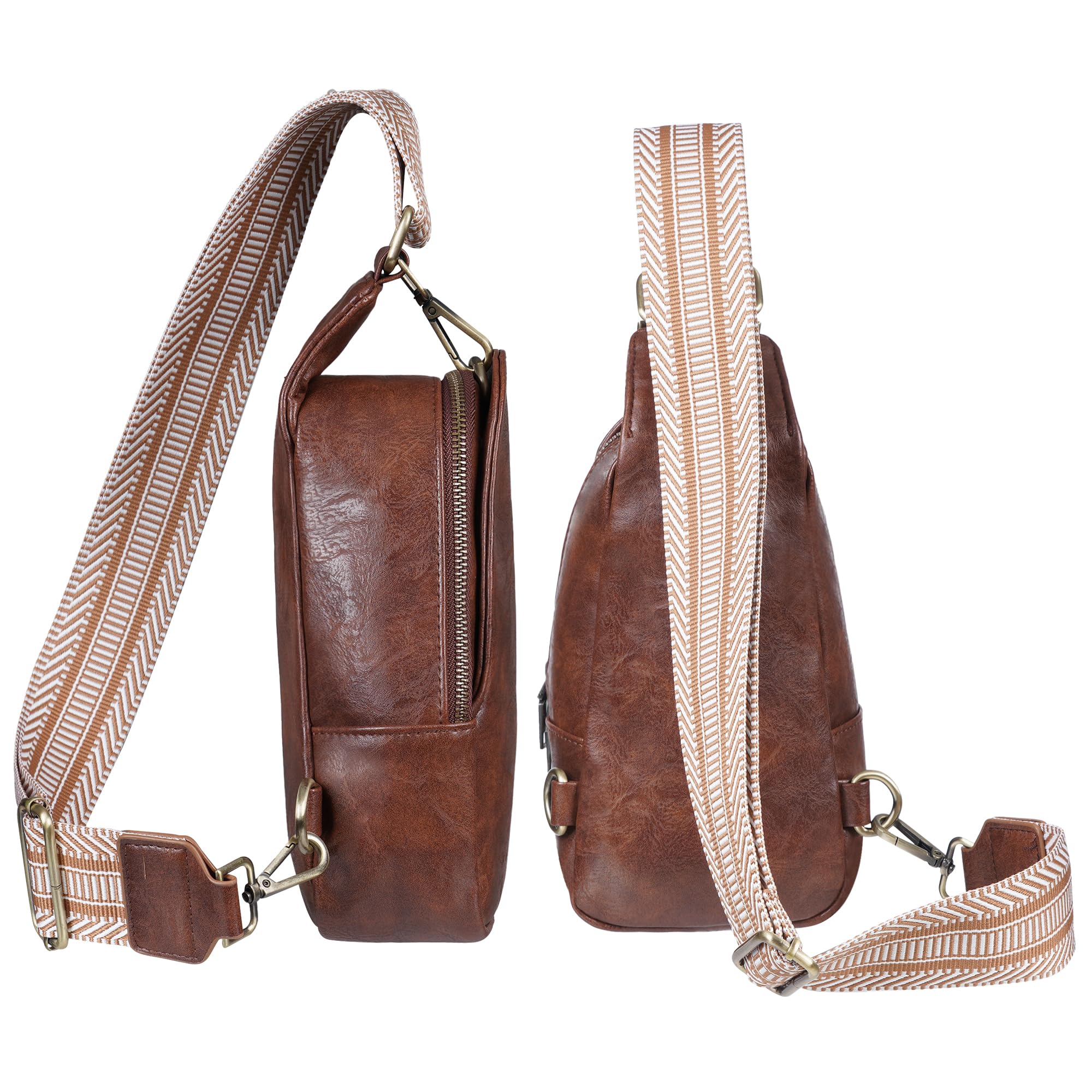 KFXFENQ Women's PU Leather Sling Bag - Small Crossbody Chest Backpack for Cycling, Travel, Work & Daily Use | Stylish & Multipurpose Shoulder Bag for Women