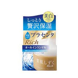 Asahi Suhada Shizuku Placenta All-in-One Gel 100g - Anti-Aging Face Moisturizer for Hydration & Brightening | Perfect for Daily Skincare Routine & Night Care