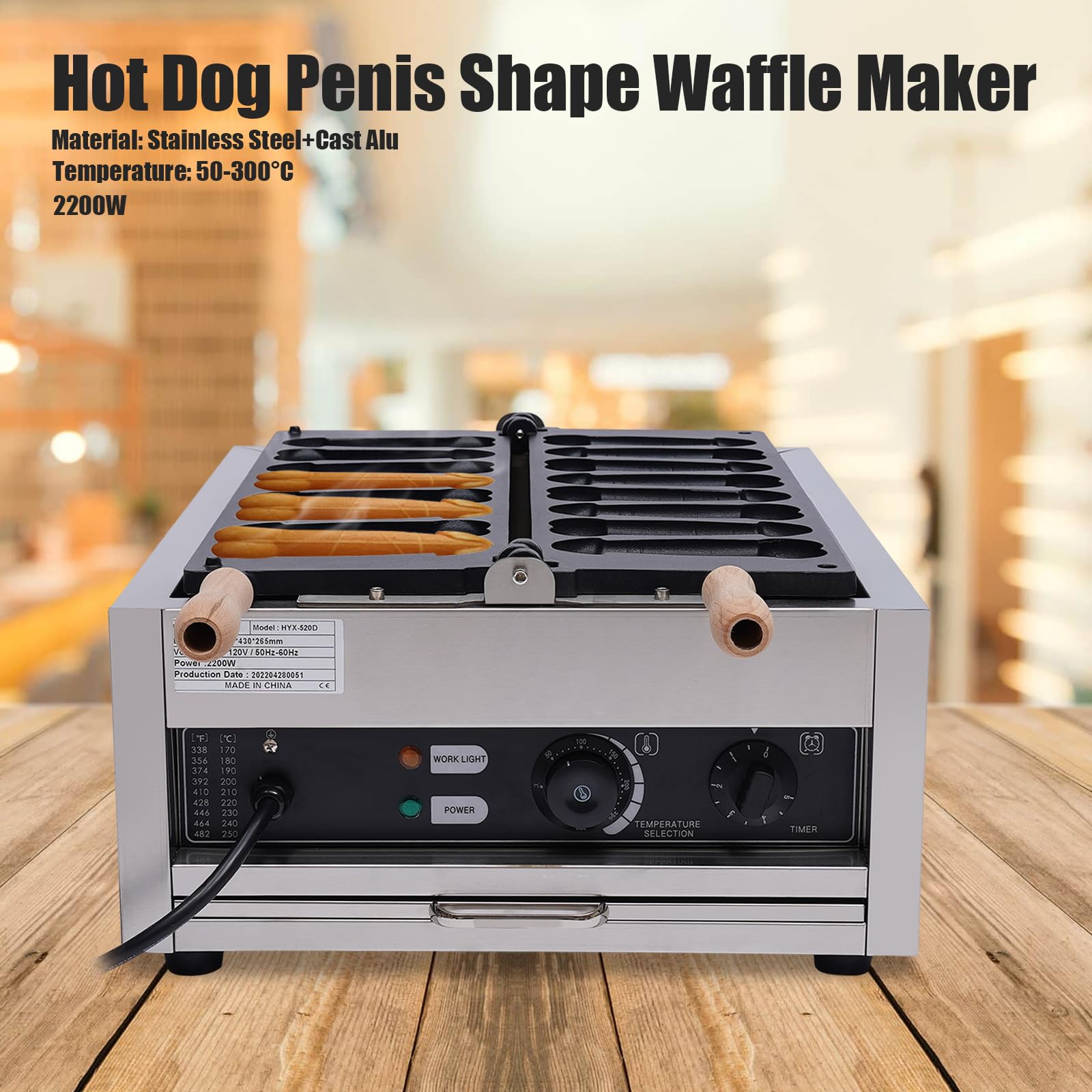 Commercial Electric Hot Dog Baker Machine - 110V 8-Slot Hot Dog Waffle Maker with Temperature Control & Non-Stick Surface - Perfect for Restaurants, Cafes, Snack Bars & Home Kitchens - Make Delicious Hot Dogs, Waffles & Snacks Quickly & Easily