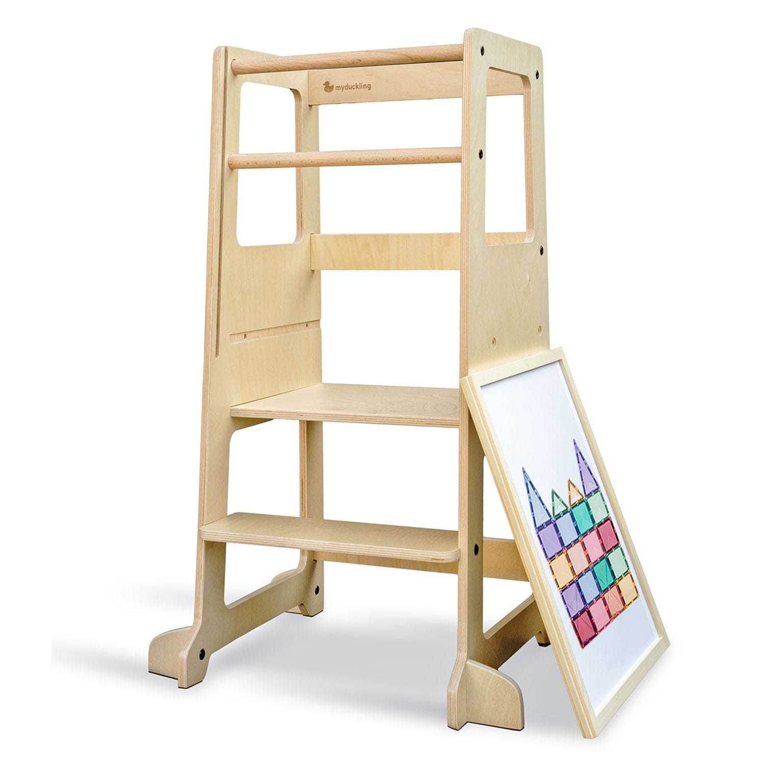 LOLA Deluxe Wooden Learning Tower for Toddlers - Adjustable Height Kitchen Helper Step Stool - Safe & Sturdy Montessori Toddler Standing Tower for Cooking, Baking & Learning - Perfect for Kids Ages 2-6