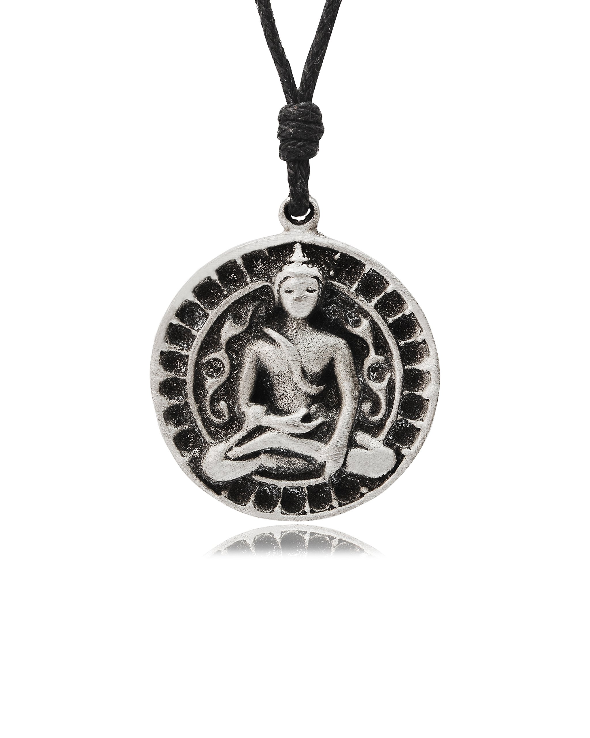 Thai Buddha Silver Pewter Charm Necklace - Spiritual Pendant Jewelry for Meditation, Yoga & Buddhist Gifts - Handcrafted Religious Amulet for Protection & Good Luck