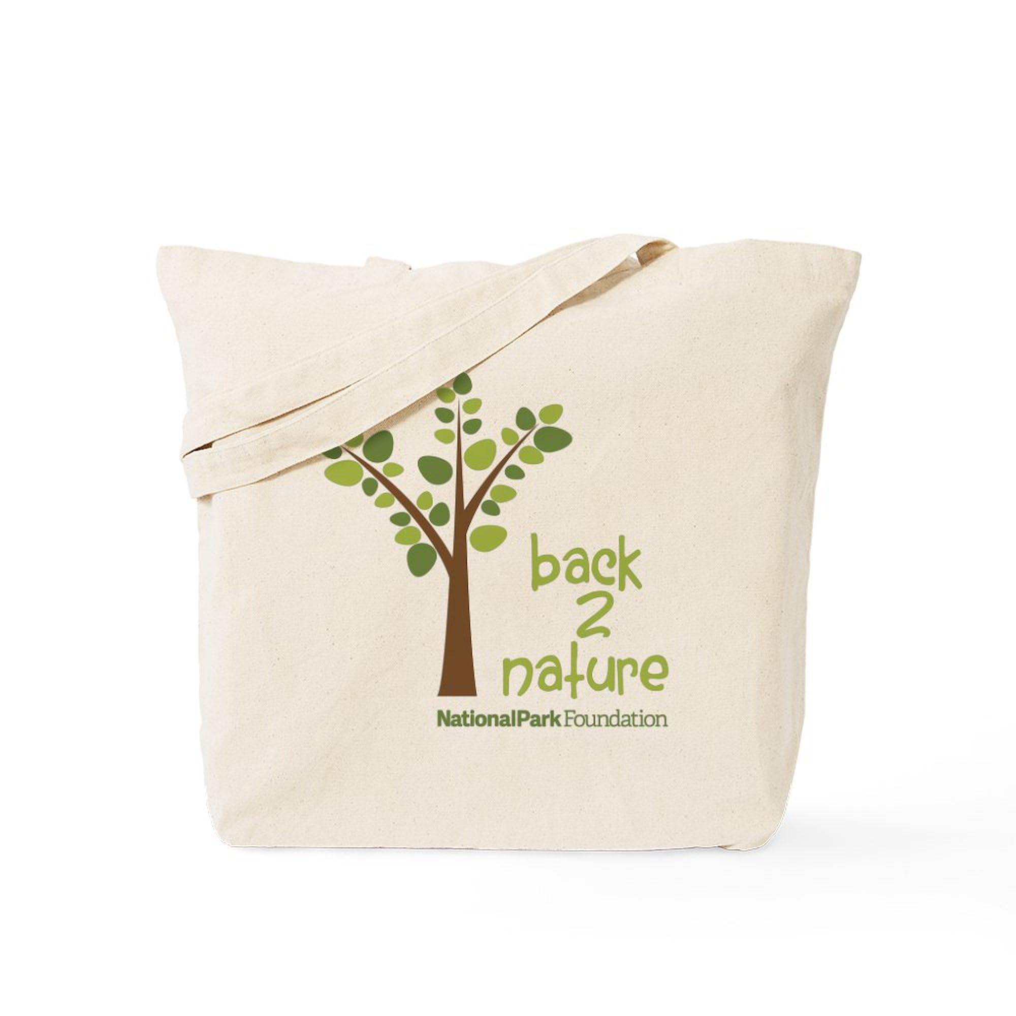 Eco-Friendly Back 2 Nature Canvas Tote Bag - Reusable Grocery Shopping Bag & Beach Tote for Women - Perfect for Farmers Market, Groceries & Outdoor Activities