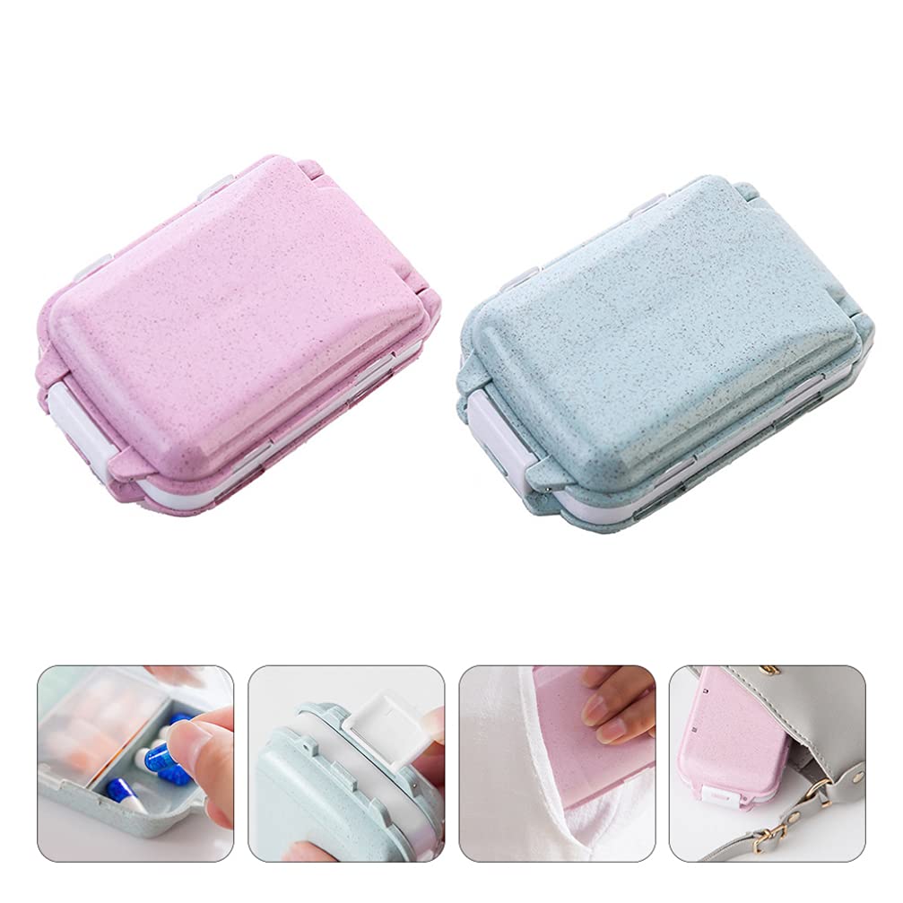 2 Pack Plastic Pill Organizer Travel Medicine Case - Portable Pill Box Storage Container for Daily Medication, Vitamins & Supplements - Perfect for Home, Office, Travel & Emergency Kits