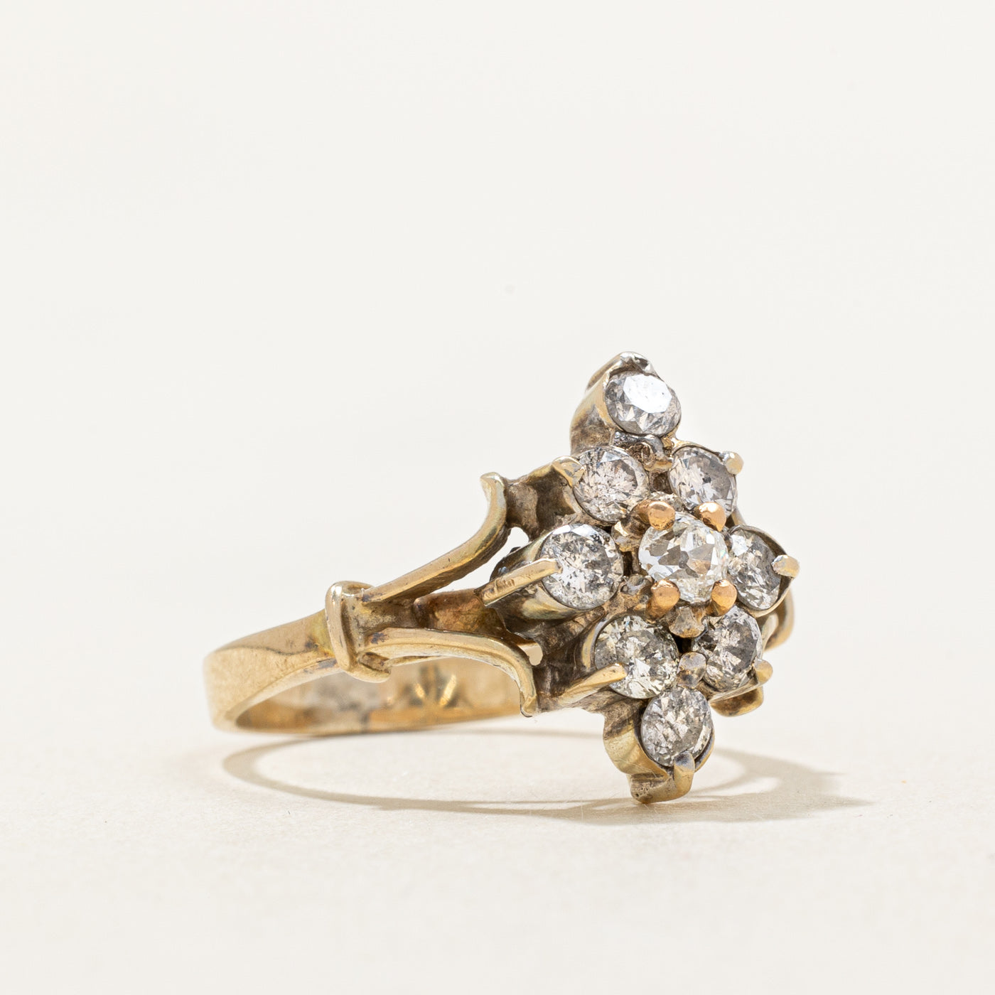 Vintage Diamond Cluster Ring 0.72 Carat Total Weight Size 5.25 - Elegant Antique Jewelry for Women, Perfect for Weddings, Anniversaries & Special Occasions