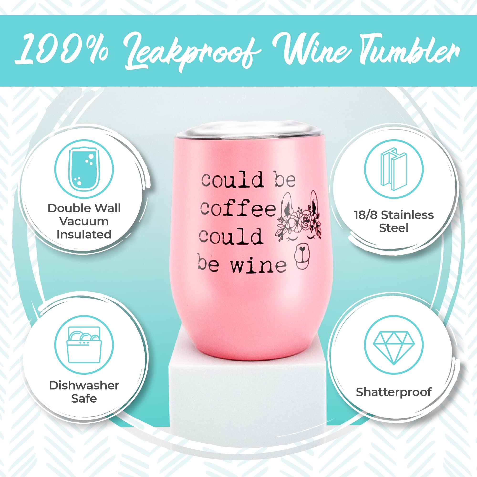 Moonlight Makers Double Insulated Stainless Steel Tumbler - 12oz Leakproof Travel Mug for Coffee or Wine, BPA Free Funny Wine Tumbler & Coffee Cup for Women - Perfect for Office, Commuting & Outdoor Adventures