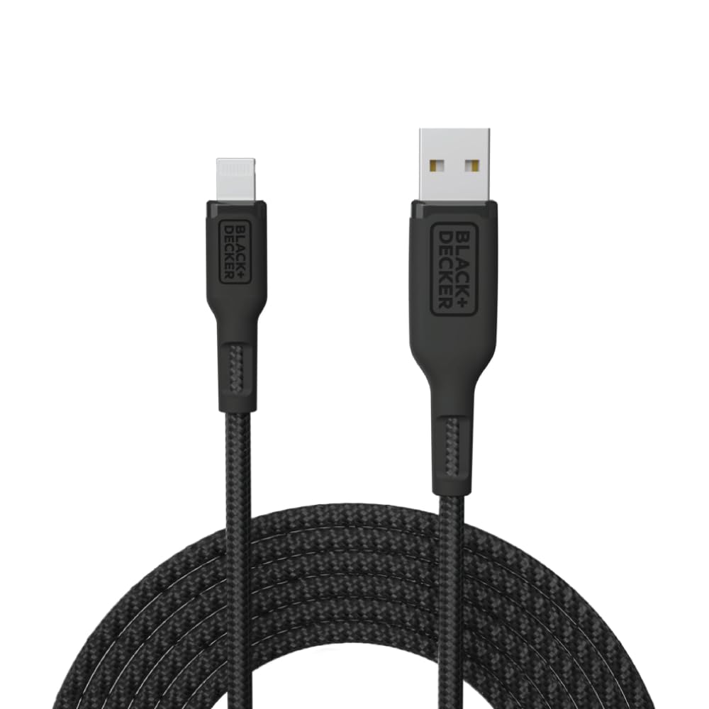 Premium BLACK+DECKER Lightning to USB Cable - Fast Charging iPhone Lightning Cable - Durable Braided Nylon iPhone Charger Cord - Compatible with iPhone 14/13/12/11/X/8/7/6 - Perfect for Travel, Office & Home Use - 6ft Multiple Color Options