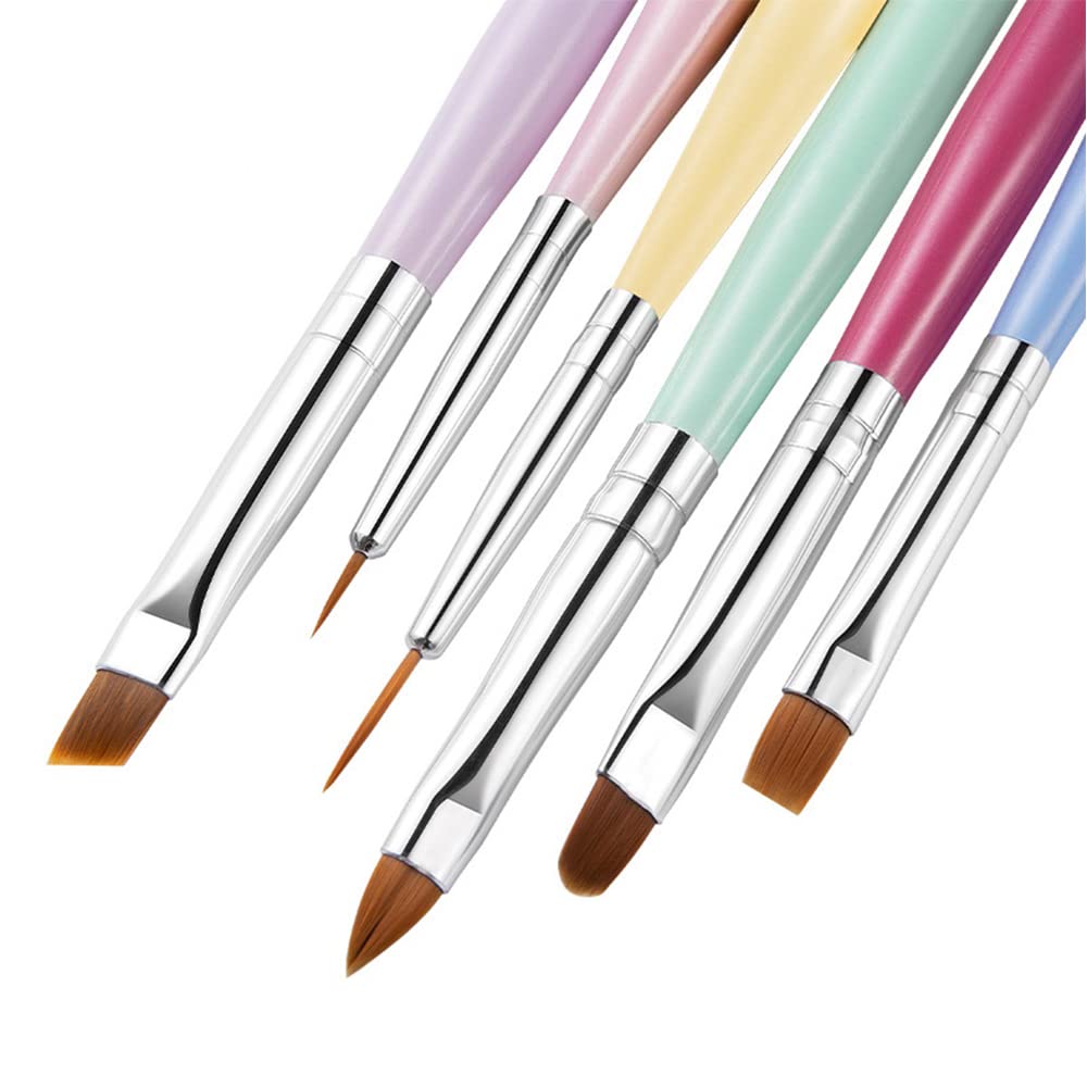 6Pcs Professional Nail Art Brush Set for Gel Polish - Manicure Painting Tools with Fine Tips for Nail Design, DIY Home Salon & Professional Use