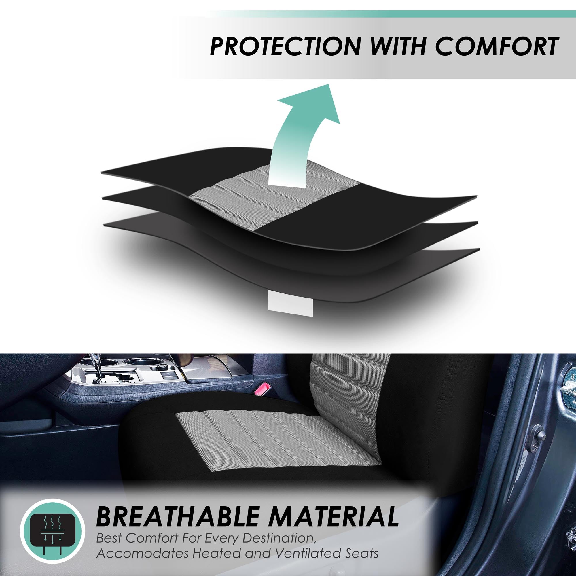 TLH 3D Air Mesh Car Seat Covers - Front Seats, Gray | Universal Fit for Cars, Trucks & SUVs | Breathable & Airbag Safe
