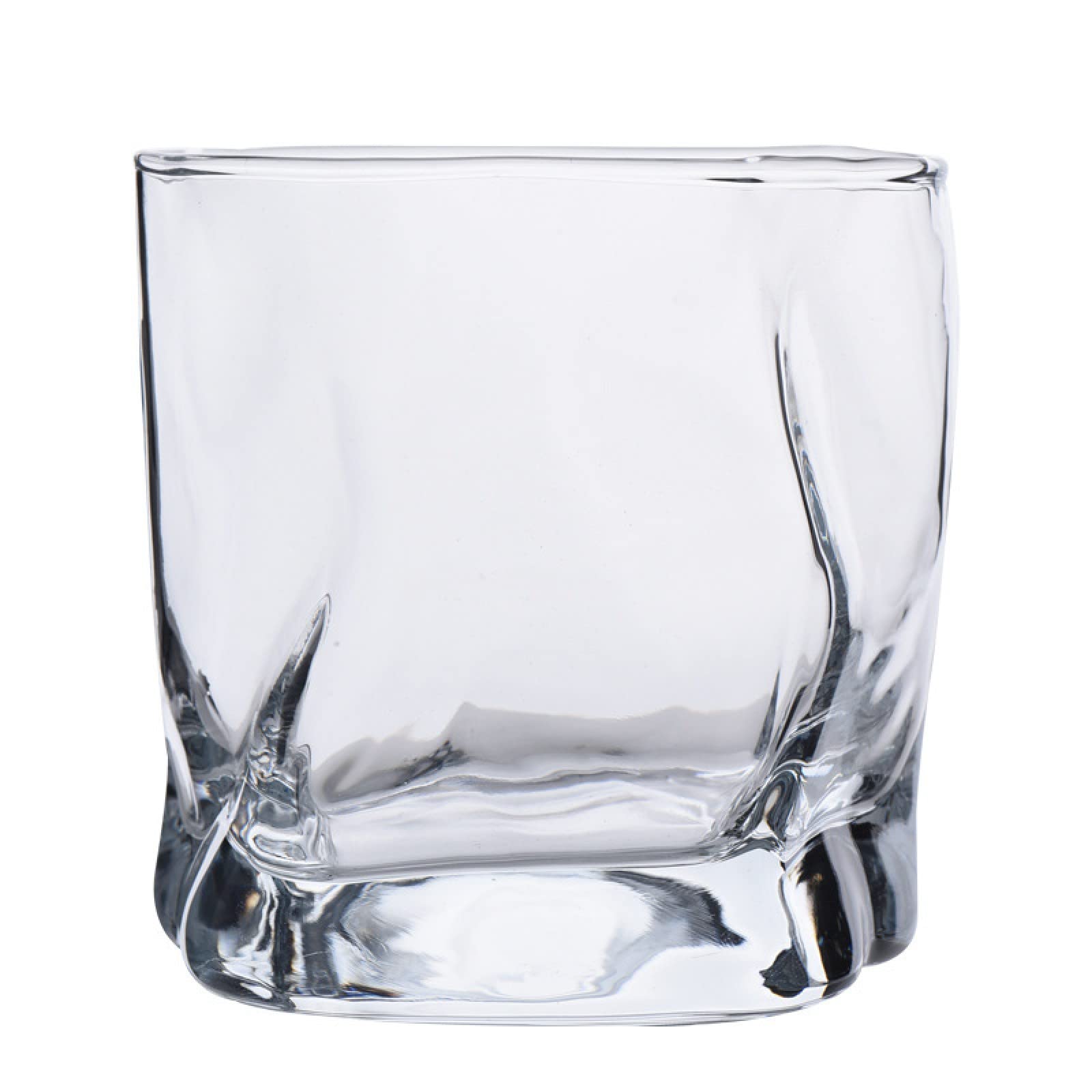 BOWQY Large Clear Glass Coffee Mug with Handle - 12oz (350ml) Reusable for Hot & Cold Beverages - Tea, Cappuccino, Latte, Espresso, Juice - Perfect for Home, Office, Cafe & Gifts (Transparent Origami Design)