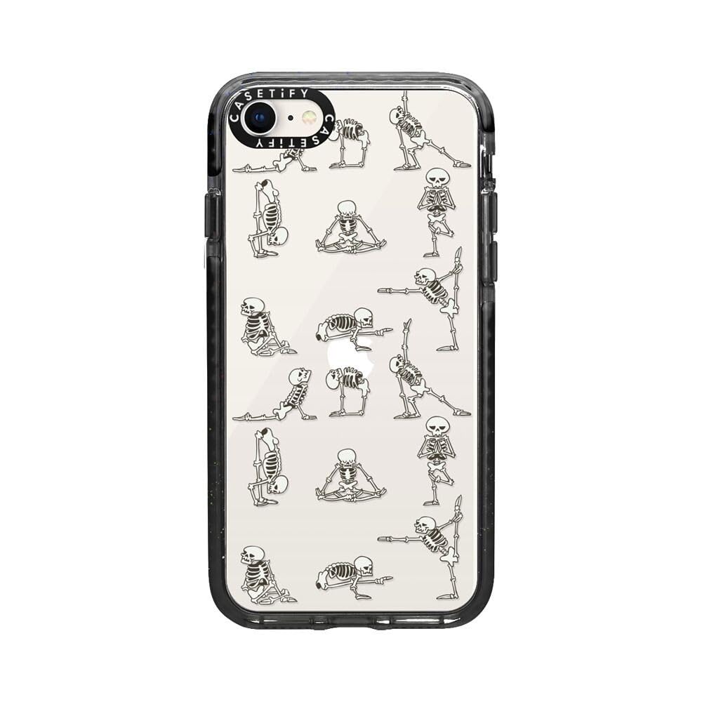 CASETiFY Impact Case for iPhone SE (2020/2022) & iPhone 7/8 - Skeleton Yoga Design - Clear Black Protective Phone Cover - Perfect for Gym, Yoga & Everyday Use
