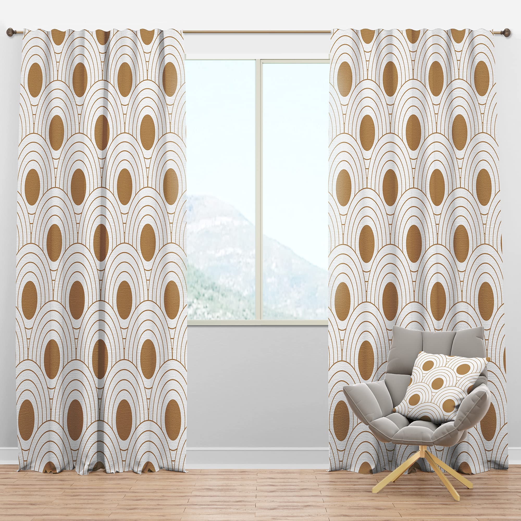 DesignQ Blackout Curtains - Circular Retro Pattern Thermal Insulated Drapes for Bedroom & Living Room (52x120, Single Panel) - Perfect for Light Blocking, Privacy & Energy Efficiency