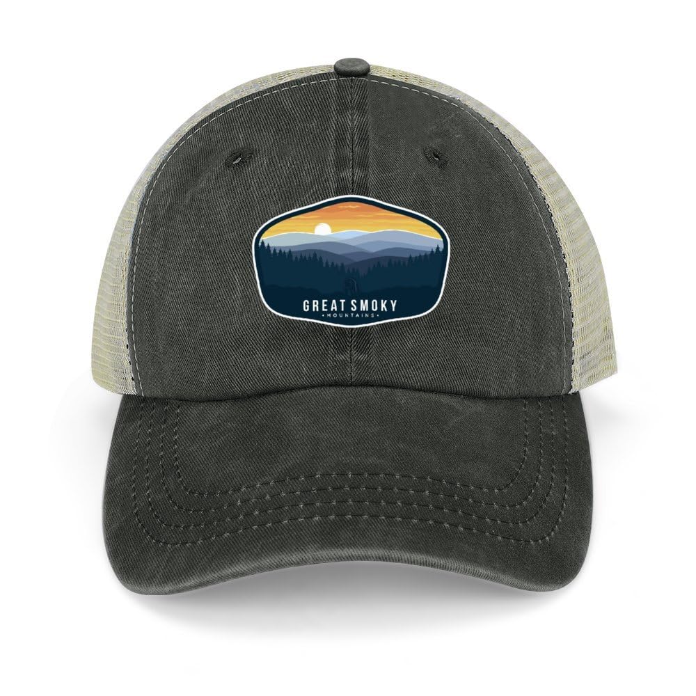 Men's & Women's Snapback Trucker Hats - Plain Great Smoky Mountains Baseball Caps for Outdoor Adventures, Hiking & Road Trips