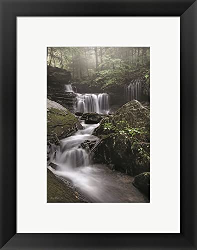 Lori Deiter Framed Art Print - Rickett's Waterfall Wall Picture in Black Frame, 15 x 19 Inches, Perfect for Living Room, Bedroom or Office Decor