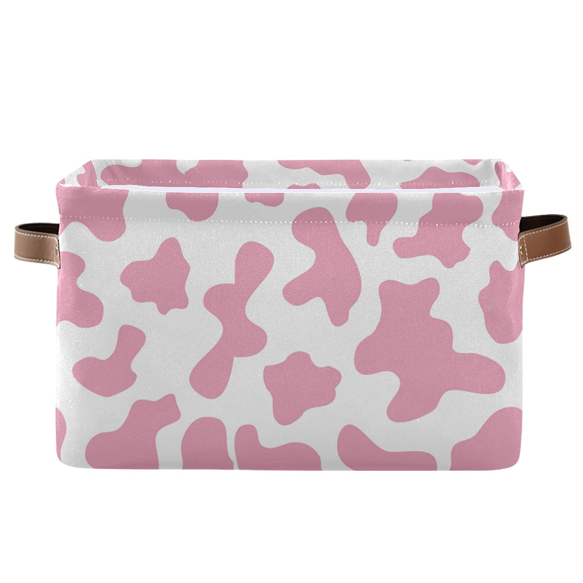 OREZI Collapsible Rectangular Storage Bins with Handles - Pink Cow Print Camouflage Laundry Hamper for Toys, Clothes & Gift Baskets | Foldable Storage Box for Bedroom, Kids Room & Dorm Organization