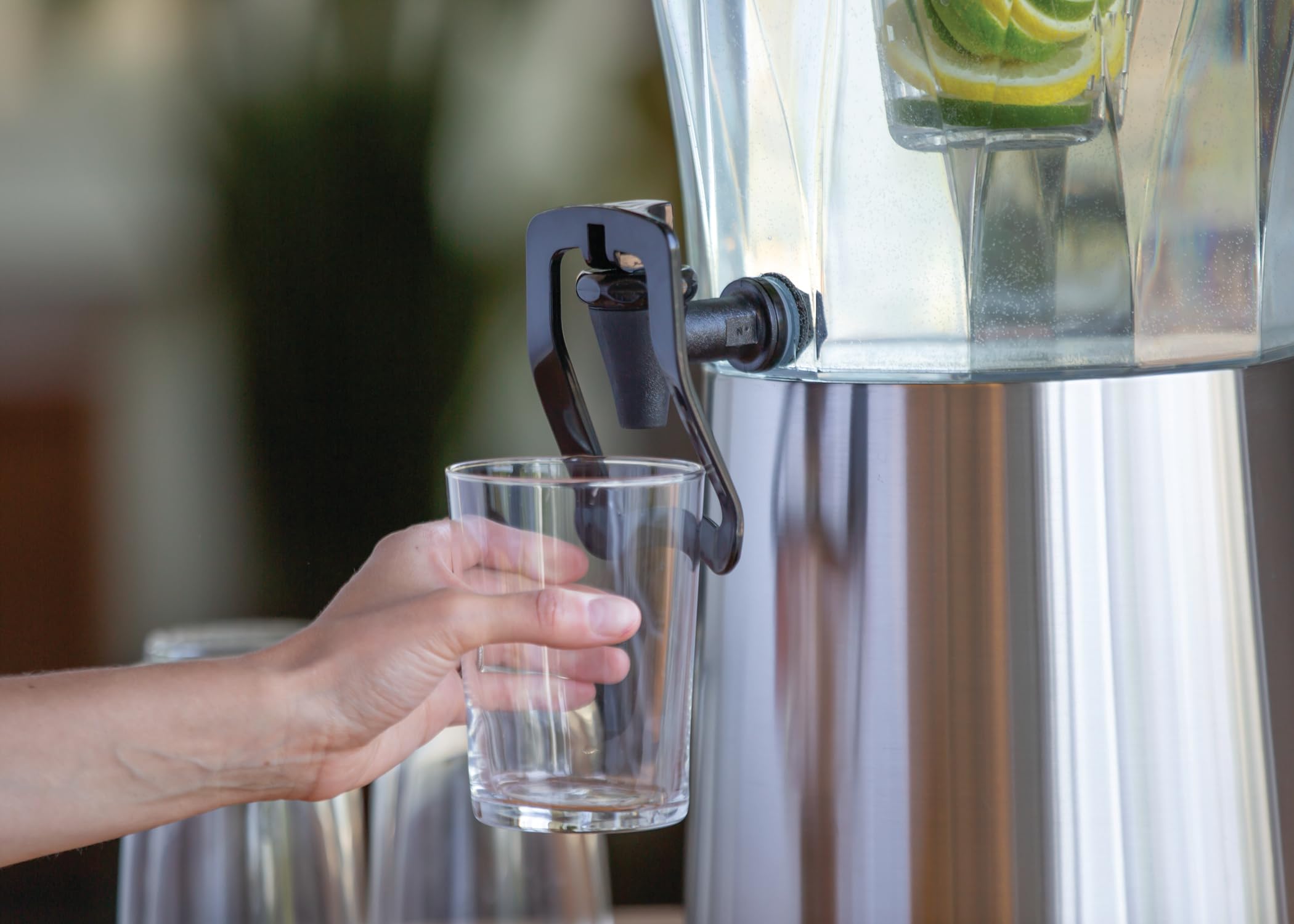 Stainless Steel 5 Gallon Beverage Dispenser with Hands-Free Spigot & Infuser Tube - Round Design for Parties, Events, and Outdoor Gatherings - Silver (Service Ideas CBDRT5SSHF)