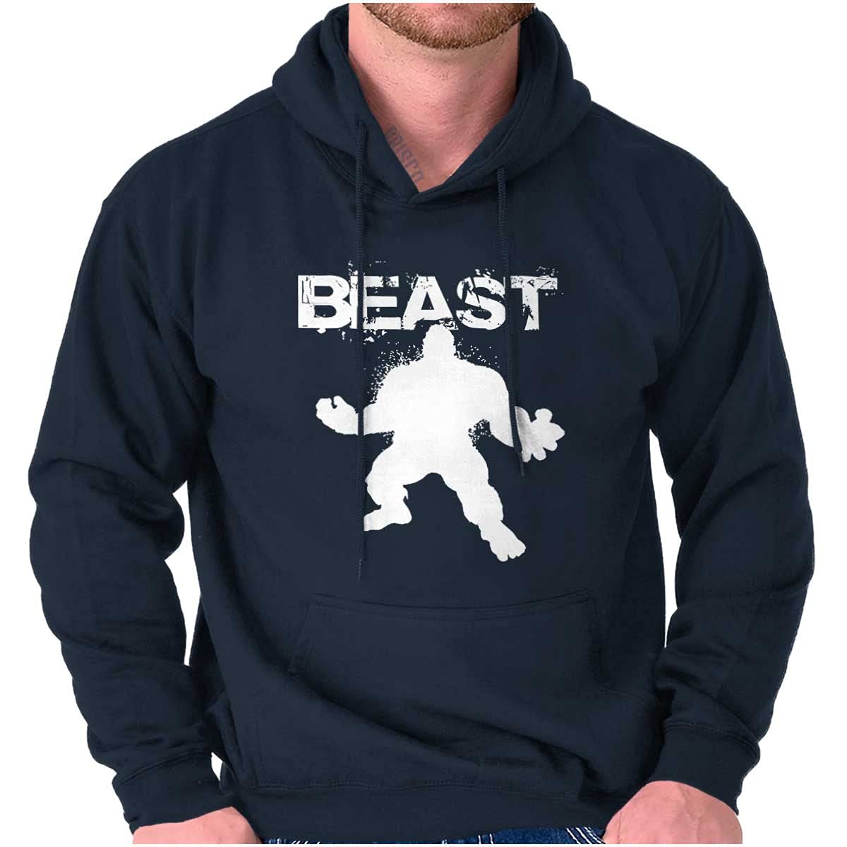 Brisco Brands Beast Gym Fitness Hoodie for Men - Heavyweight Cotton Hooded Sweatshirt for Weightlifting, Bodybuilding & Workout Training