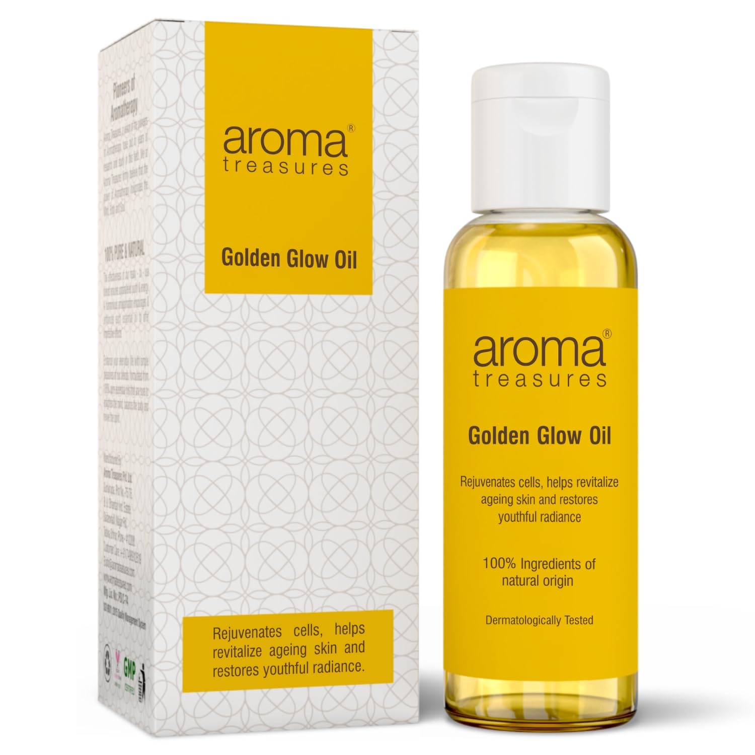 Aroma Treasures Golden Glow Face Oil - 50ml Hydrating & Brightening Facial Oil for Normal to Dry Skin | Achieve Radiant Complexion | Perfect for Night Routine & Daily Skincare