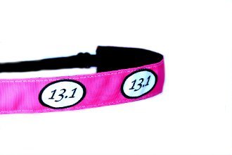 Adjustable Non-Slip Sweatband for Women & Men - Workout Headband for Running, Yoga, Gym & Half Marathon (13.1 Miles) - Breathable Sports Head Wrap (7/8 Inch, Pink) - Perfect for Fitness, Tennis & Outdoor Activities