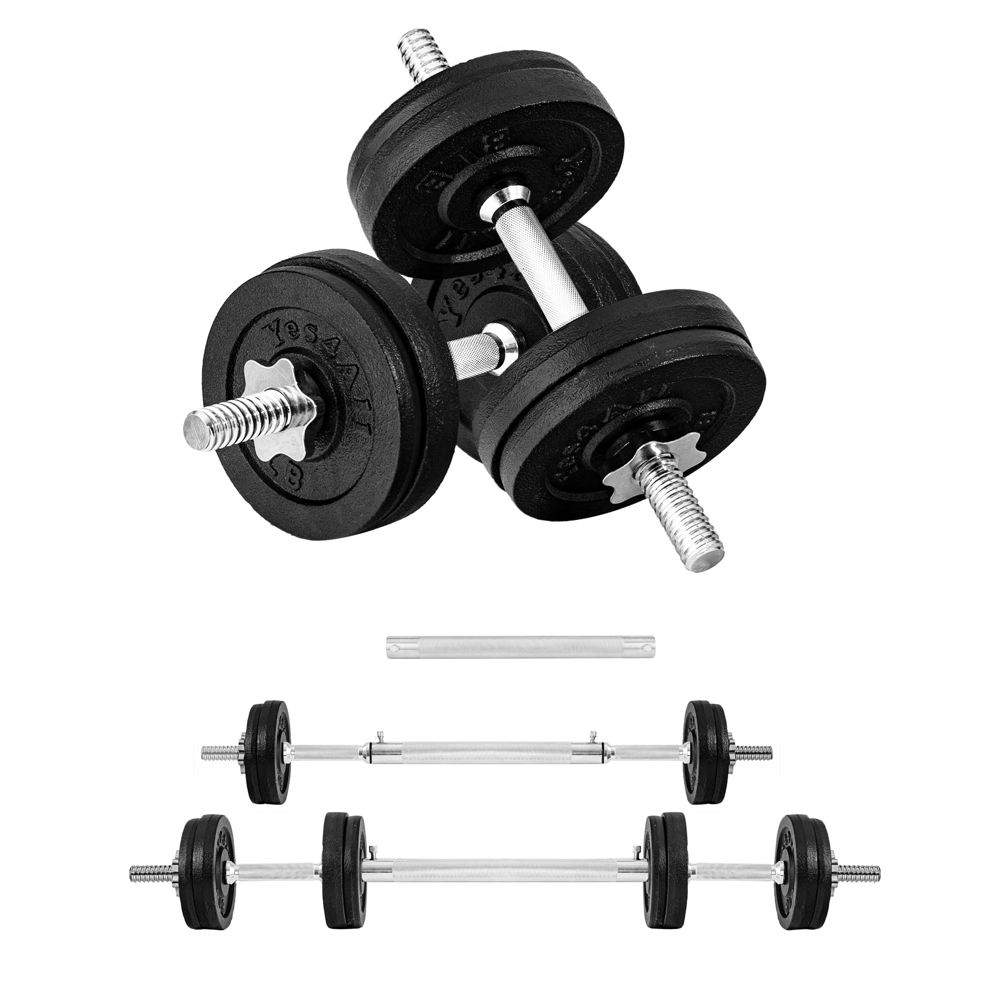 Yes4All Adjustable Dumbbell Set with Weight Plates (40-200 lbs) - Old School Star Lock Collars & Connector for Home Gym Strength Training & Weightlifting Workouts