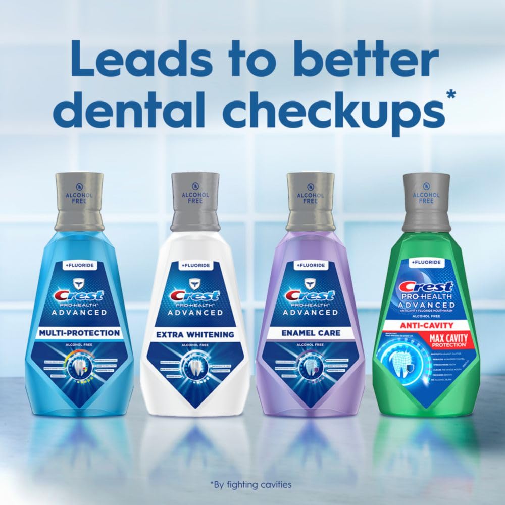 Crest Pro-Health Advanced Alcohol Free Mouthwash for Teeth Whitening - Energizing Mint Flavor, 946 mL (32 fl oz) - Freshens Breath & Fights Cavities for Daily Oral Care at Home or Travel