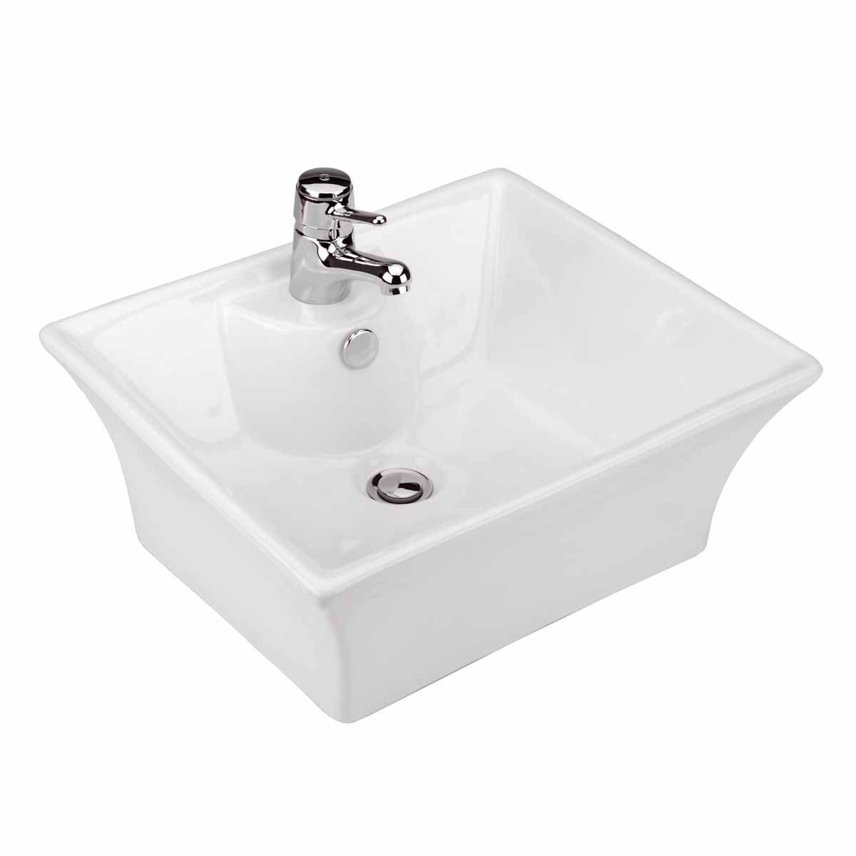 Newcastle 19-3/4 Inch White Ceramic Countertop Vessel Sink for Bathroom - Single Faucet Hole with Overflow - Perfect for Small Bathrooms, Powder Rooms & Vanity Makeovers