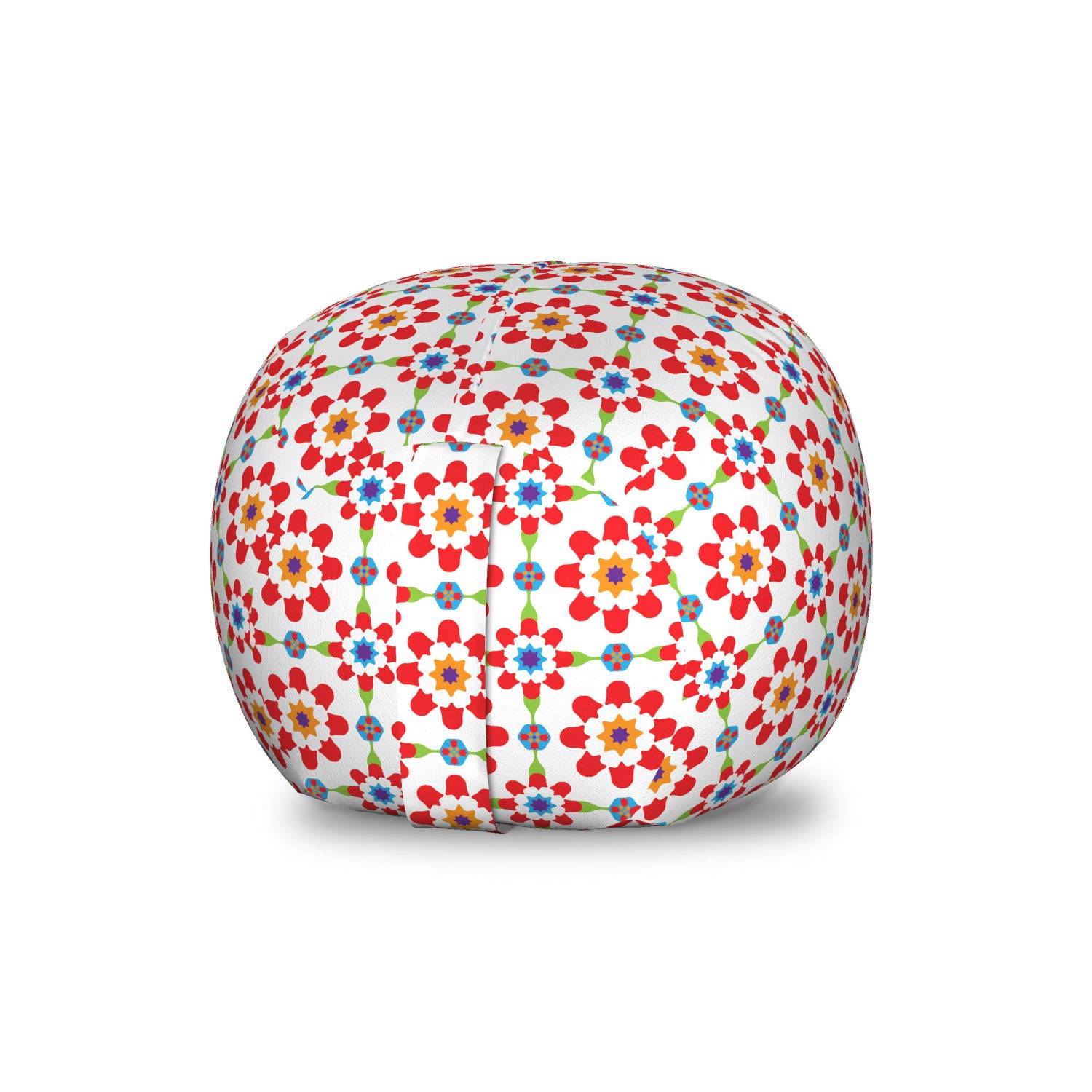 Ambesonne Colorful Storage Toy Bag Chair - Floral & Abstract Azulejo Tile Design, Washable Stuffed Animal Organizer for Kids Room, Small Multicolor - Perfect for Playroom, Nursery & Bedroom Organization