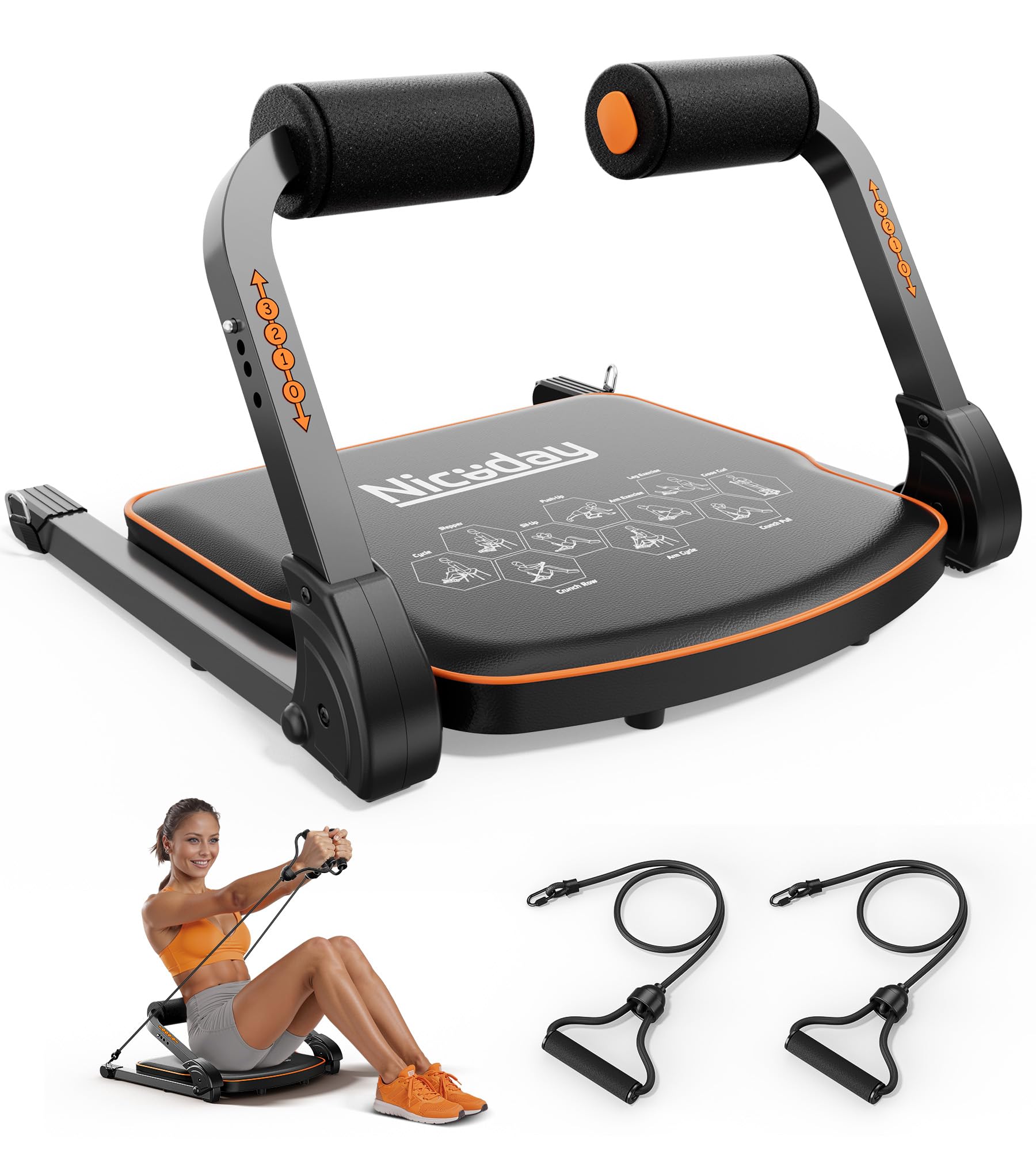 Niceday Ab Workout Equipment - Home Gym Ab Machine for Core Training, Sit Up Bench with Resistance Bands (330 LBS Capacity) - Perfect for Home Workouts & Strength Training