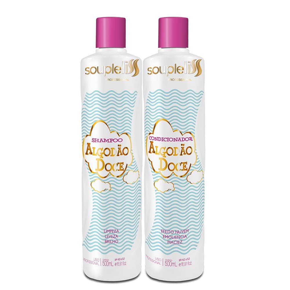 Souple Liss Shampoo & Conditioner Set - Hydrating & Moisturizing for Dry Hair - Cotton Candy Scented Hair Care for Smooth & Silky Strands - Perfect for Daily Use & Damaged Hair Repair