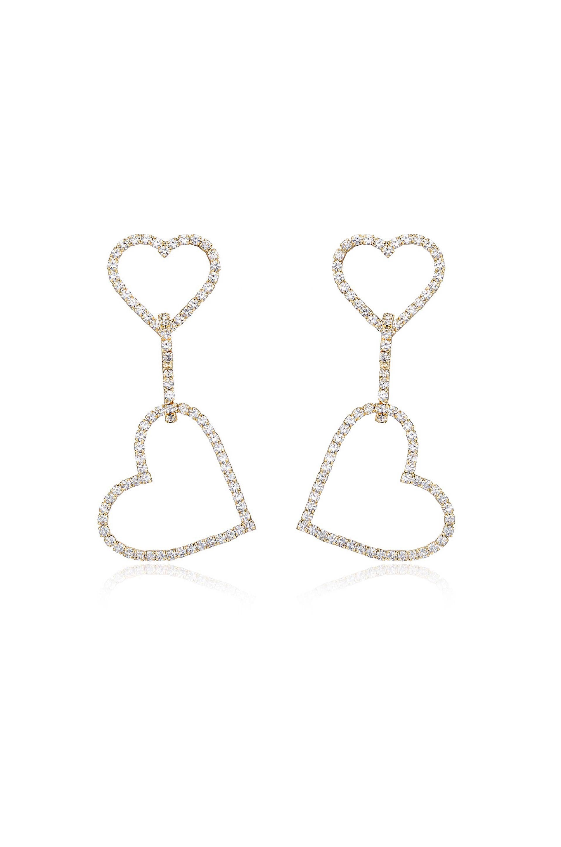 Heart On Sleeve Crystal Earrings - Elegant Dangle Drop Earrings for Women | Perfect for Weddings, Parties & Date Nights