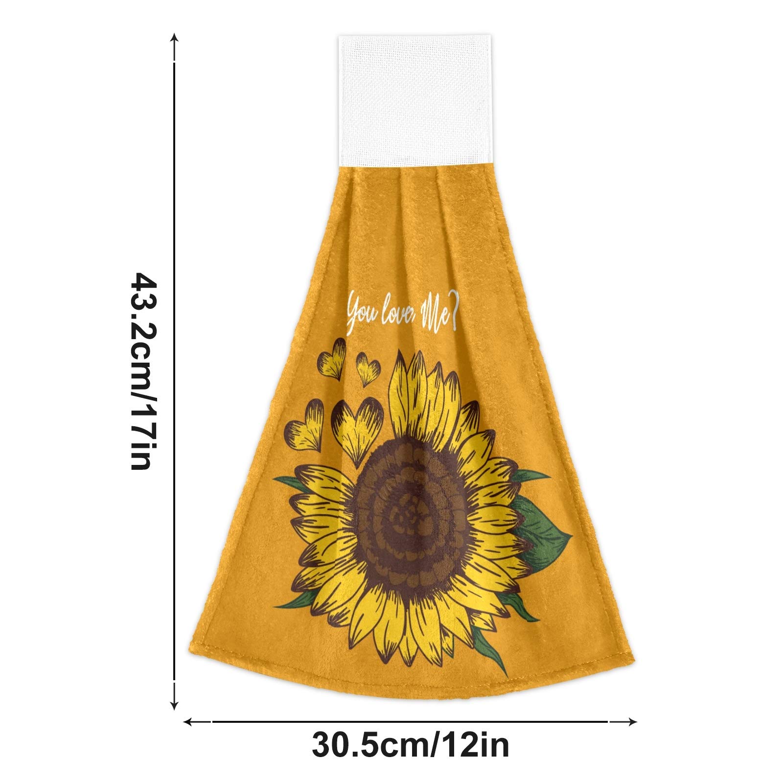 2 Pack Sunflower Microfiber Kitchen Towels with Hanging Loop - Soft Absorbent Hand Towels for Bathroom, Kitchen & Powder Room - Rustic Floral Decor with Valentine Quotes - Perfect for Spring Decor, Dish Drying & Oven Use