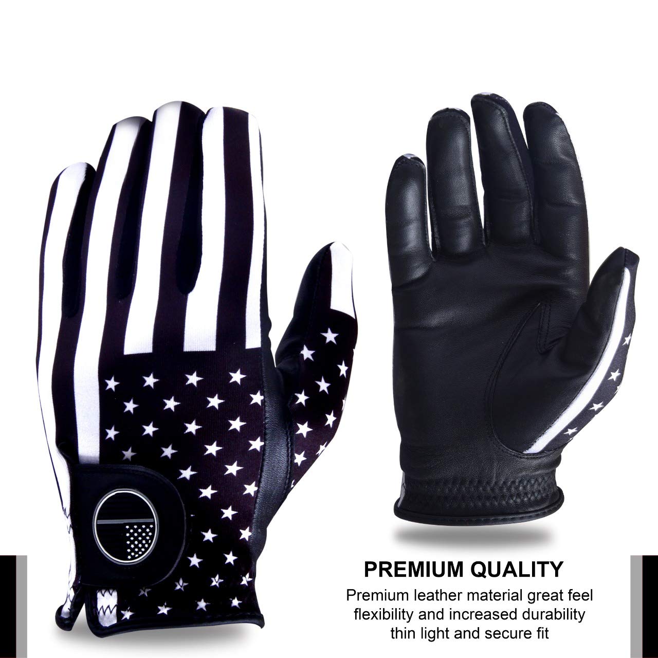 American Flag Golf Gloves for Men & Women - Left & Right Hand Options with Perfect Grip - Patriotic Golf Accessories for Driving Range, Tournaments & Casual Play