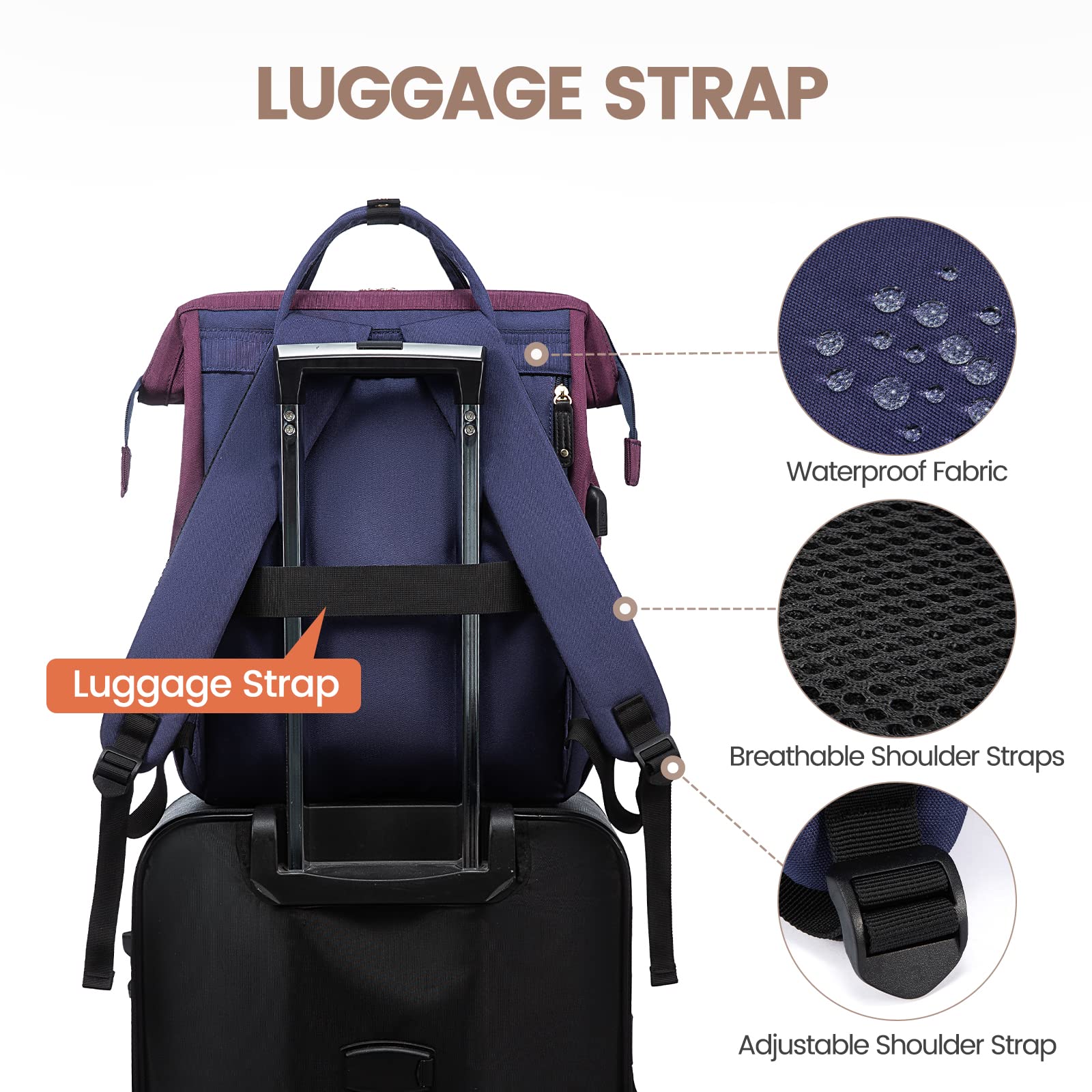 LOVEVOOK Women's Laptop Backpack - Stylish Work Backpack for Professionals, Teachers & Students - Perfect for Office, School & Travel (Fits 15.6 Inch Laptop)