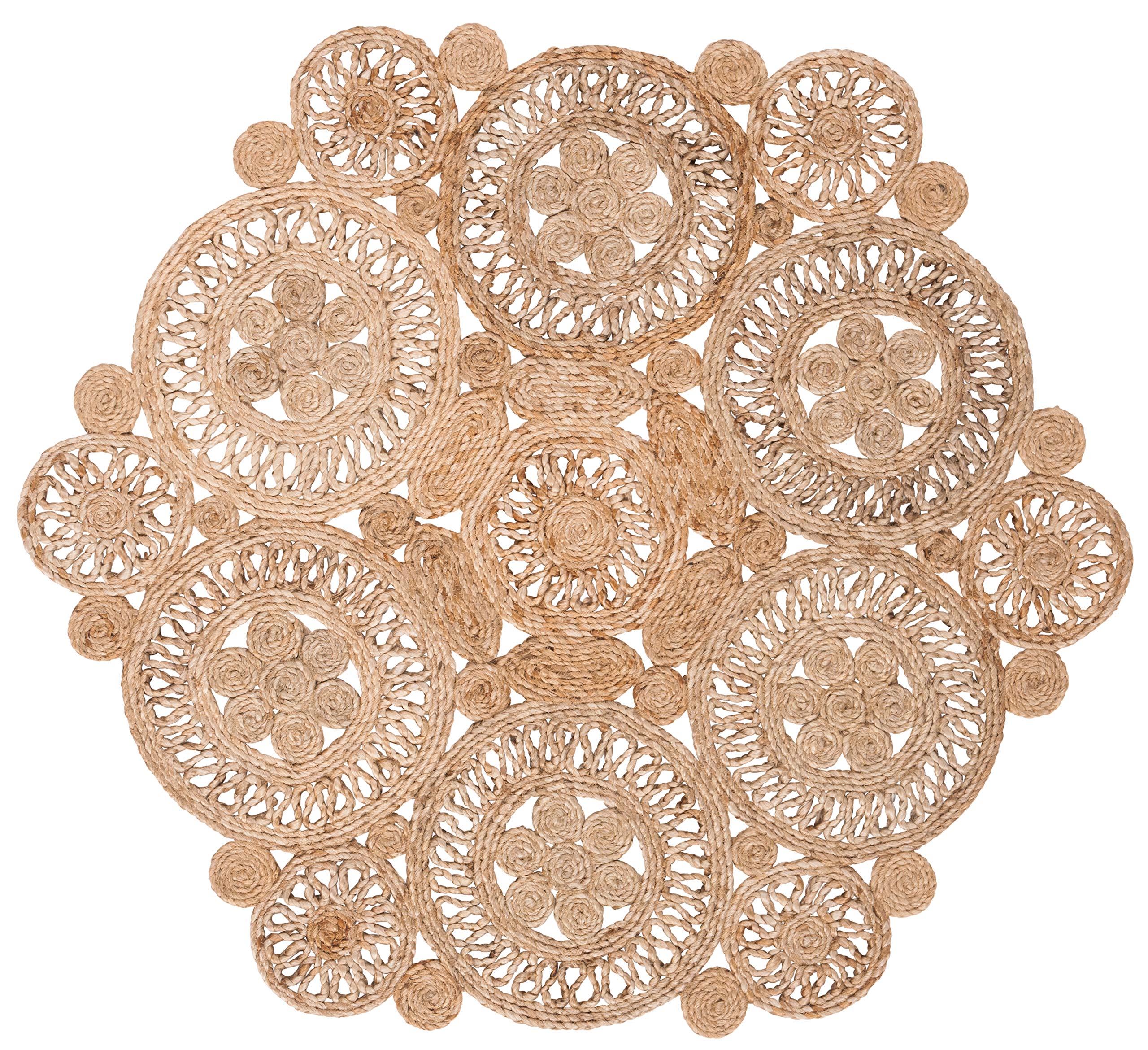 SAFAVIEH Natural Fiber Round Collection 7' Round Handmade Jute Area Rug - Boho Country Charm for Living Room, Bedroom & Home Decor | NFB238A