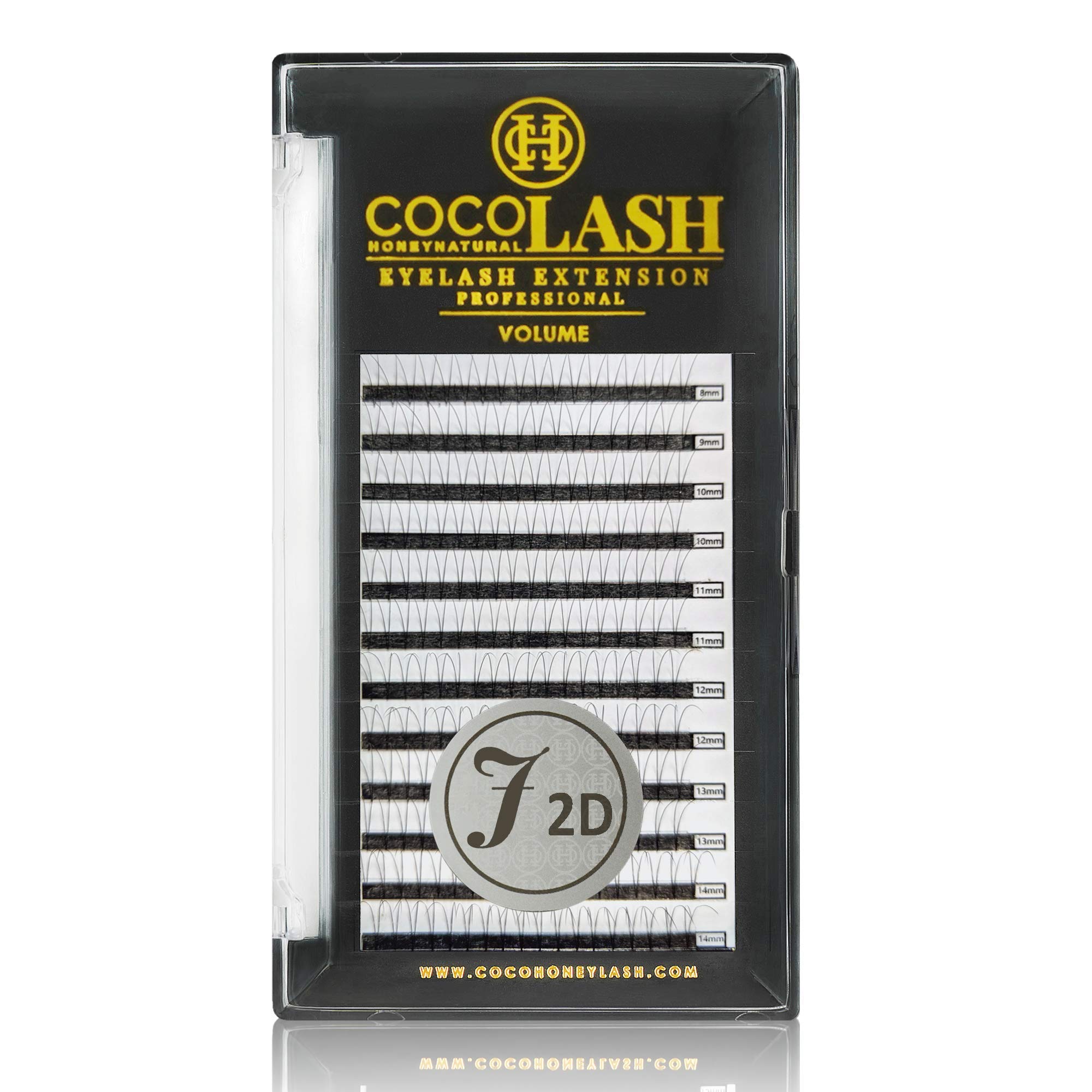 COCO Honey Lash Eyelash Extensions - 2D Volume J Curl 0.07mm Faux Mink Individual Lashes (8-14mm Mixed Length) for Natural & Glamorous Look - Perfect for Weddings, Parties & Daily Wear