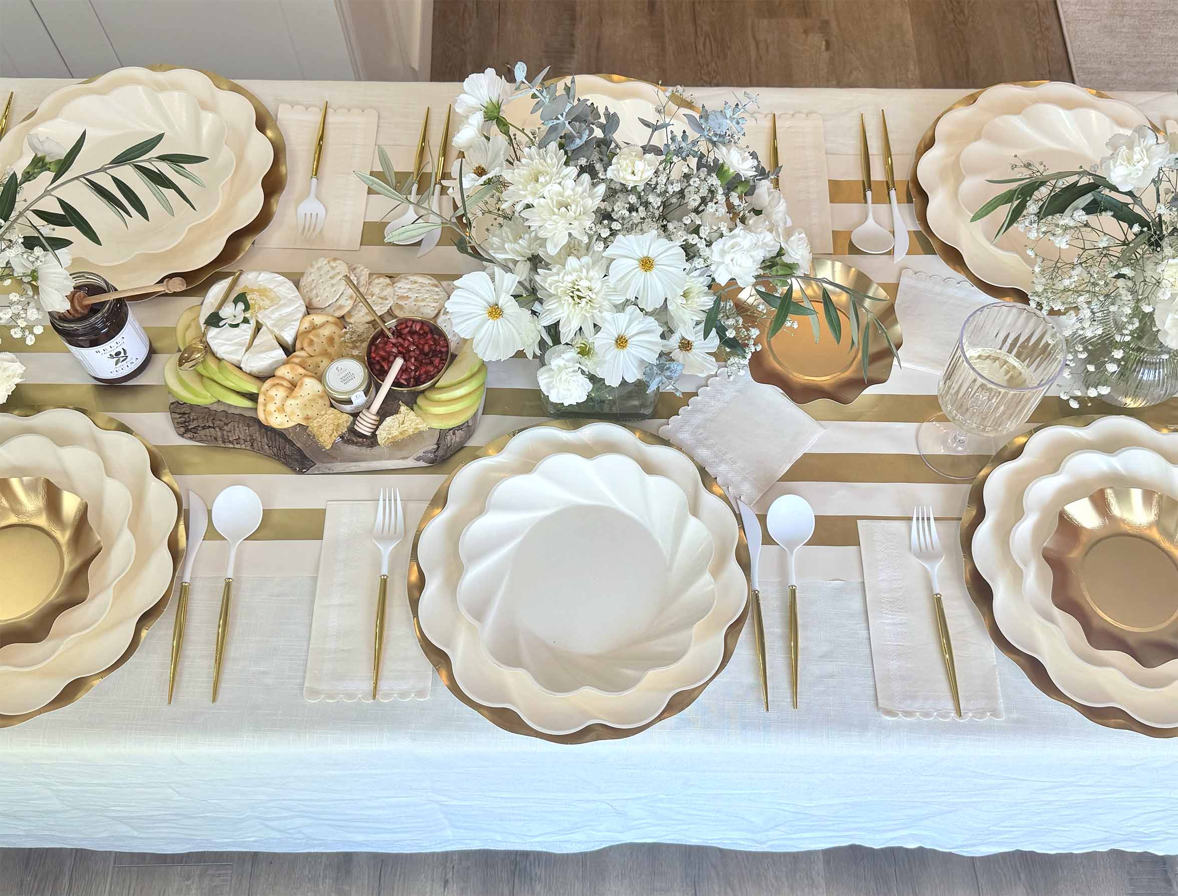 Elegant Cream & Gold Sukkot Tablescape Set - Premium Holiday Table Decor for Jewish Festivals & Celebrations - Perfect for Sukkot Dinners, Family Gatherings & Special Occasions