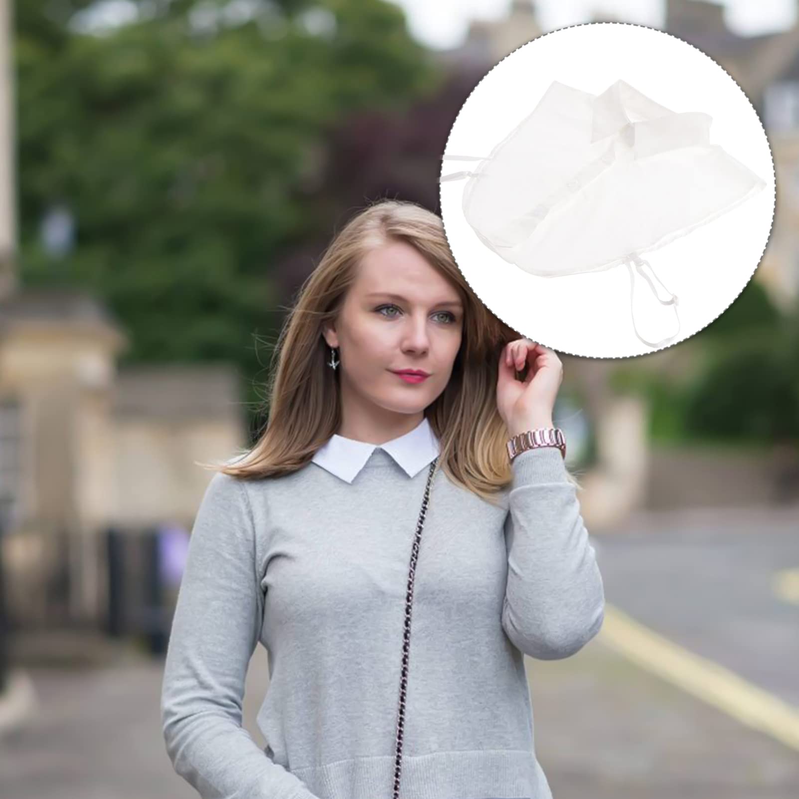 Women's Detachable Collar Half Shirt - Removable Choker Blouse with Fake Round Collar for Commuting | White Tank Top with Button Extender | Perfect for Office Wear, Casual Outfits & Child Fashion