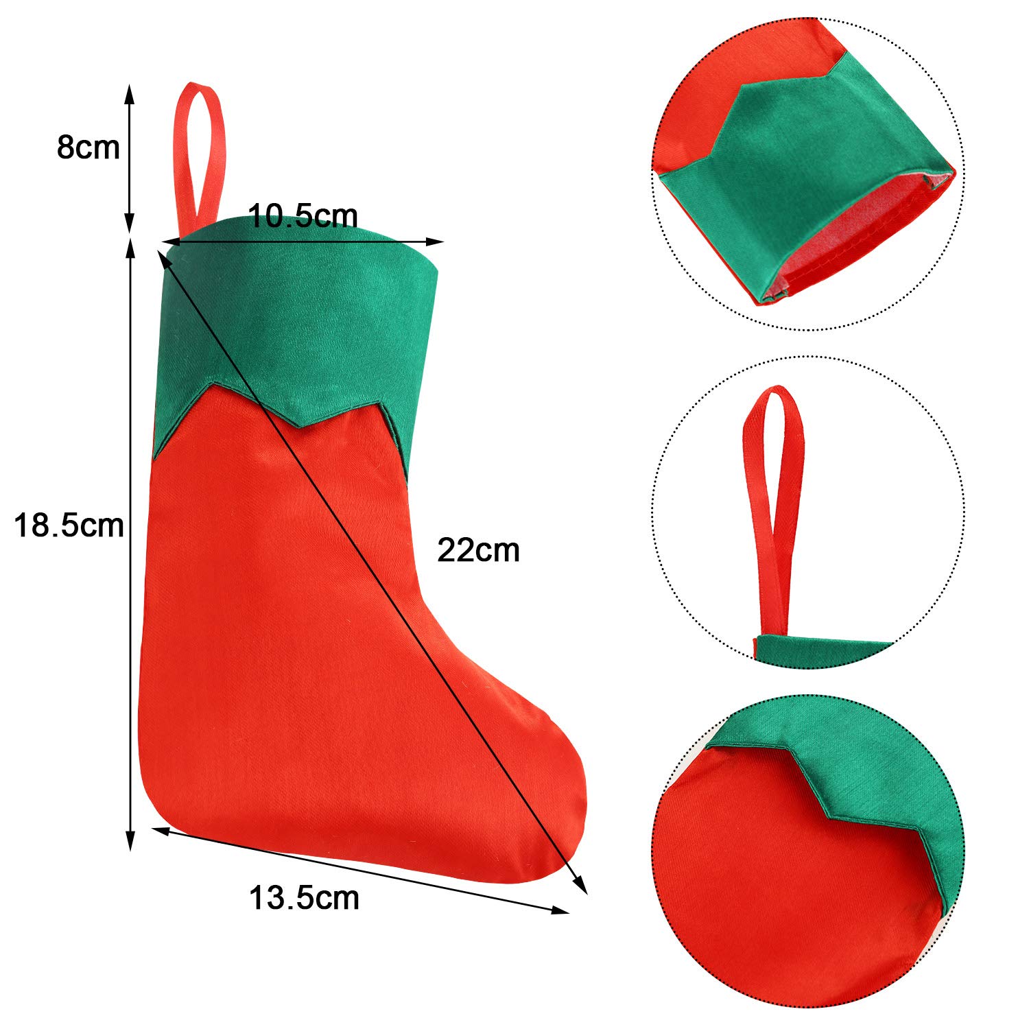 Syhood 7 Inch Christmas Stockings - 24 Pack Festive Xmas Tree Hanging Stockings for Holiday Decor, Gift Exchange & Christmas Party Decorations - Perfect for Fireplace Mantel, Staircase & Home Holiday Decorating