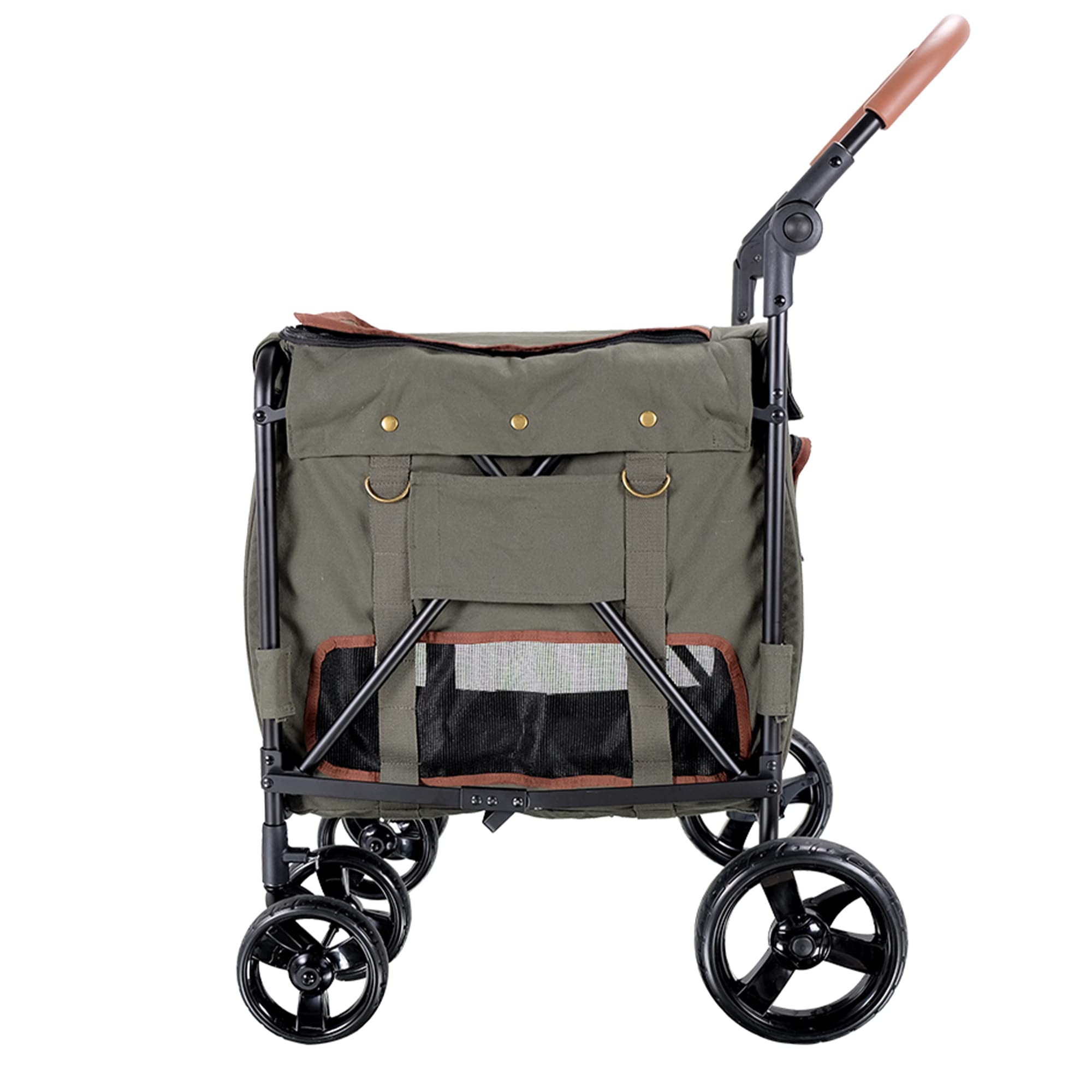 iBiyaya Heavy Duty Dog Stroller for Medium & Large Dogs - Detachable Carrier Bag with Top/Front Entry - Army Green Pet Wagon | Perfect for Outdoor Walks, Vet Visits & Travel with Your Gentle Giant