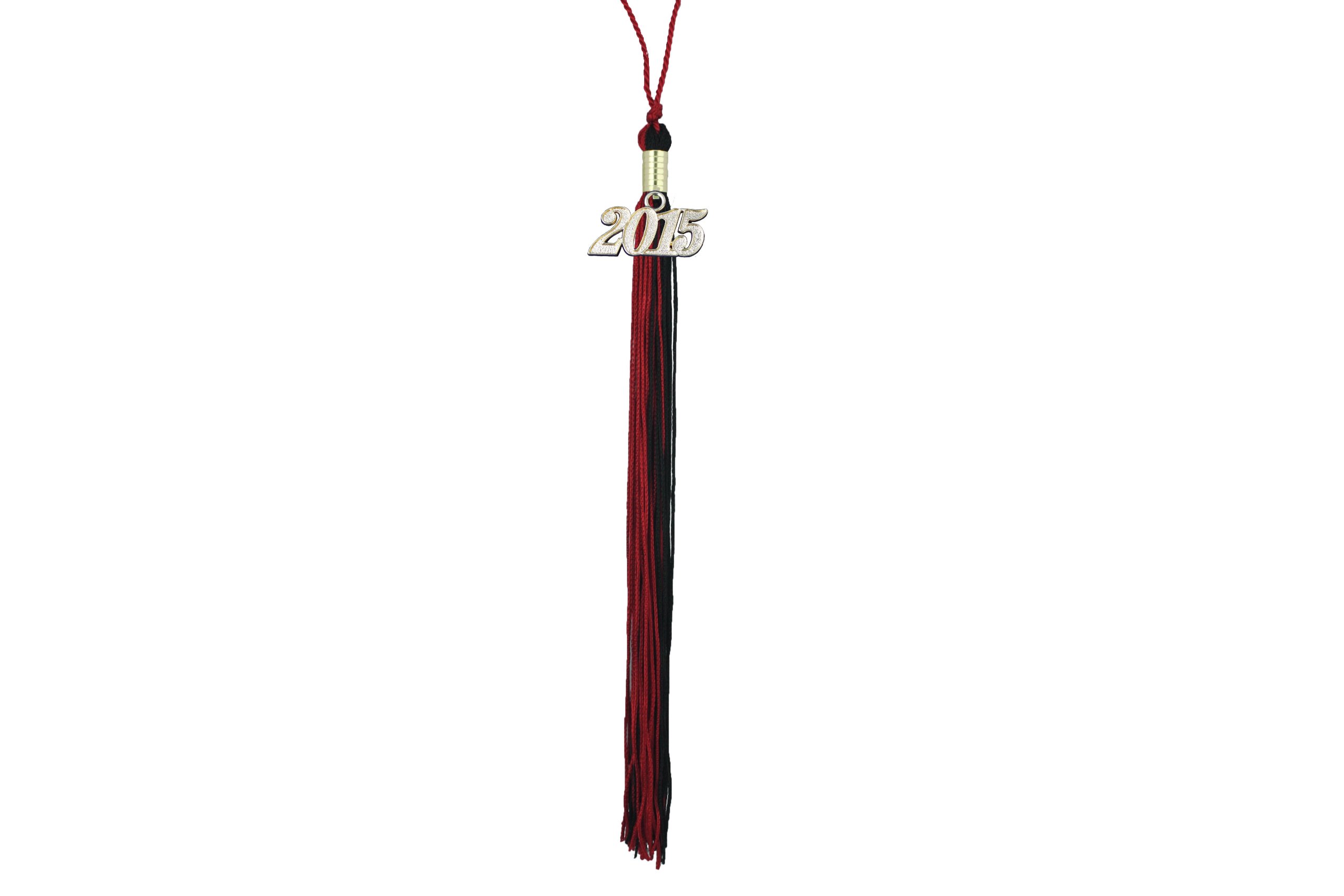 2015 Graduation Tassel with Year Charm - Black & Red for High School & College Commencement Ceremonies