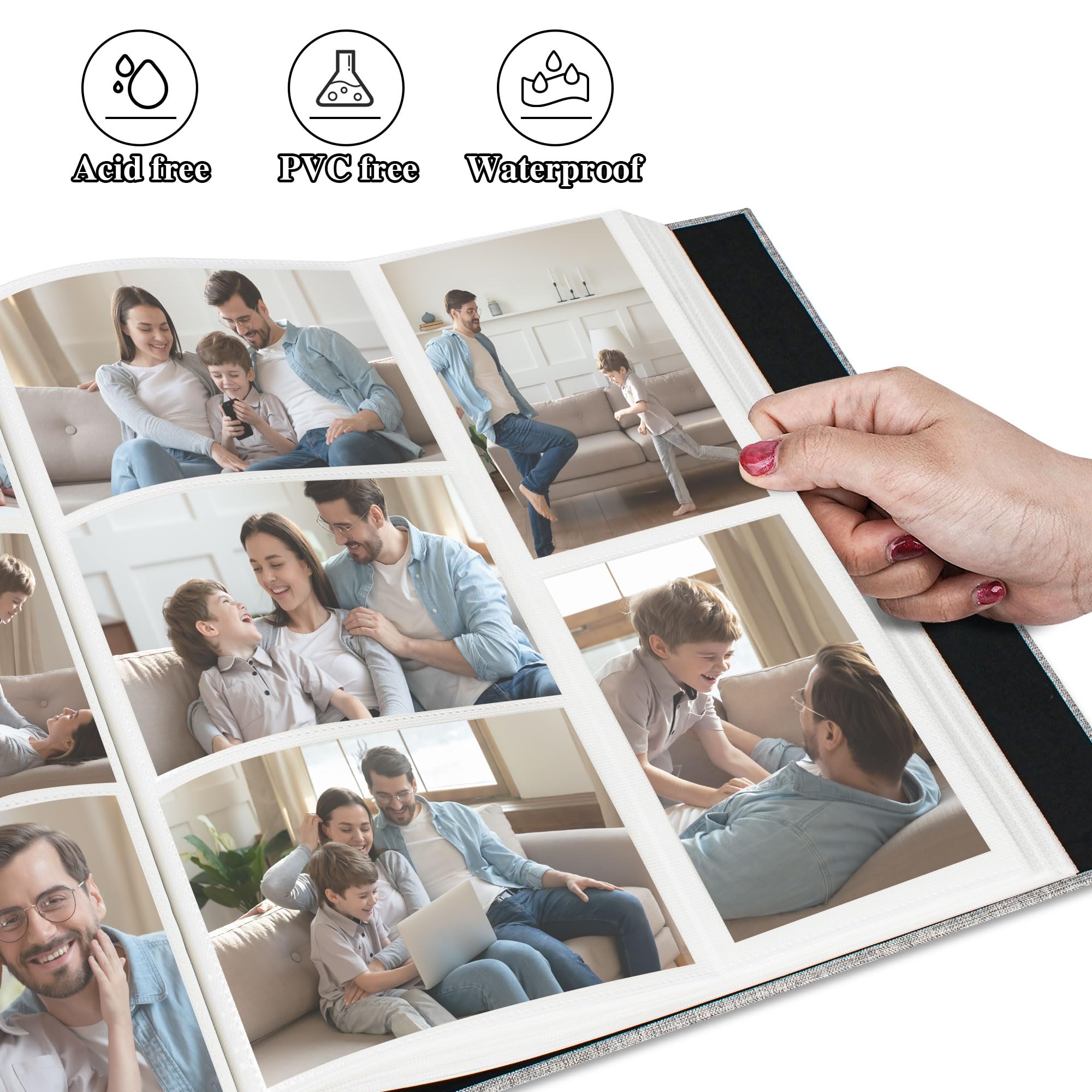 4x6 Photo Album with 1000 Pockets - Large Capacity Linen Cover Picture Book for Family, Wedding & Baby Photos | Holds Vertical Pictures | Perfect for Home Decor, Gift Giving & Memory Preservation (Grey)
