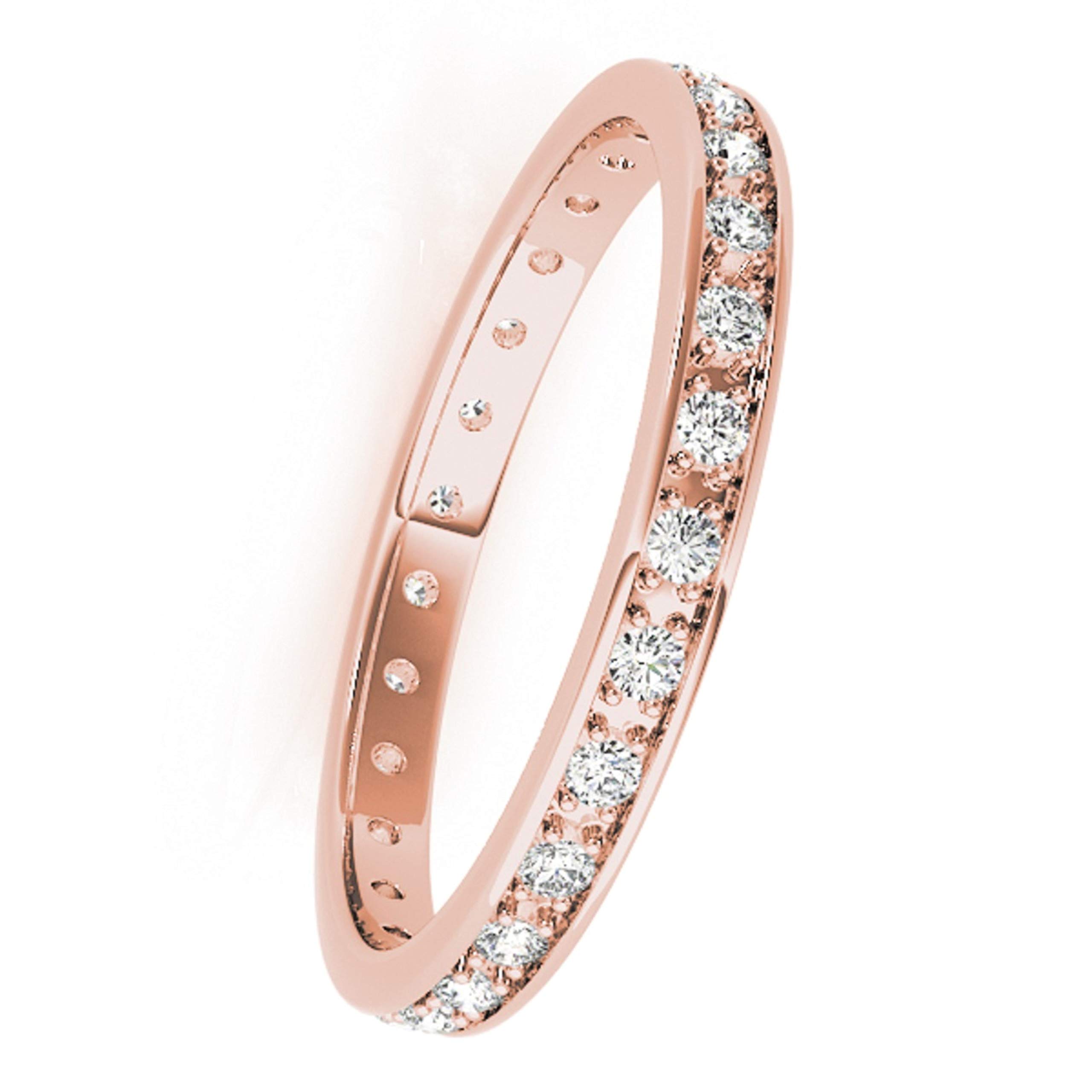 10K Solid Gold Diamond Eternity Wedding Band - White, Yellow & Rose Gold Options - Perfect Valentine's Day Gift for Her - Anniversary, Engagement & Bridal Jewelry